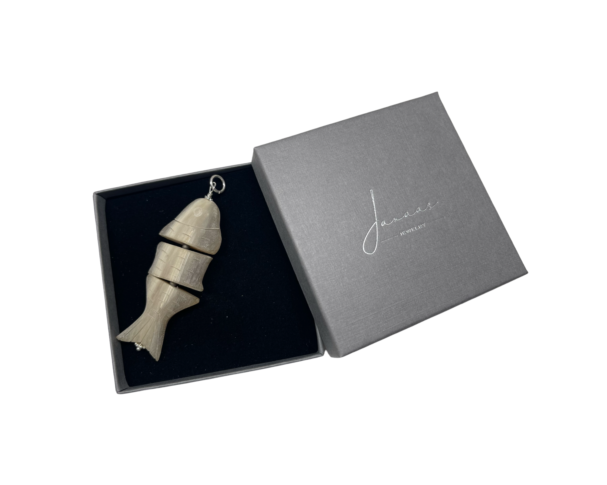 Anhänger „Fisch “ - White Horn gebürstet