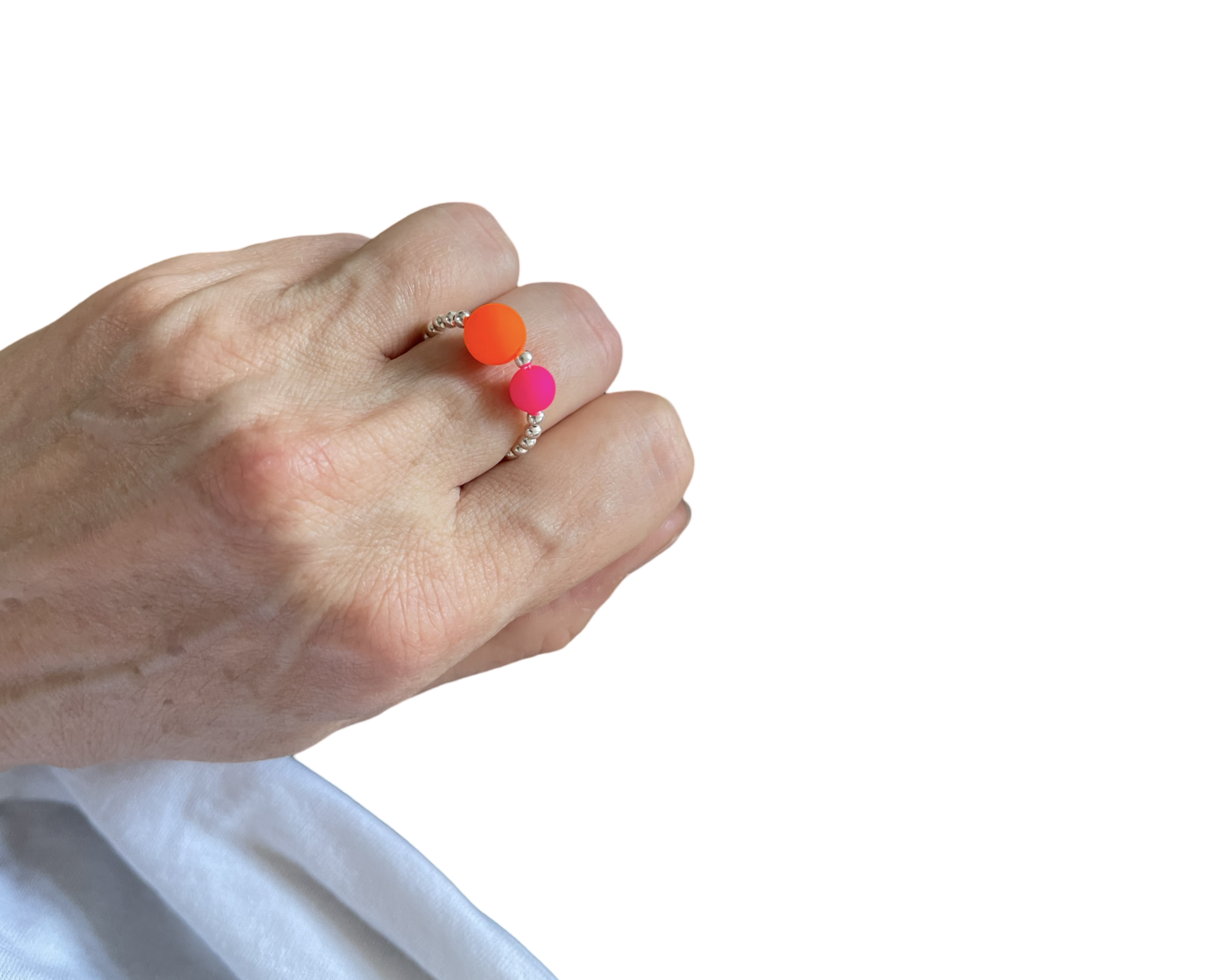 Ring Sterlingsilber "Neon Orange/Pink" fluoreszierend