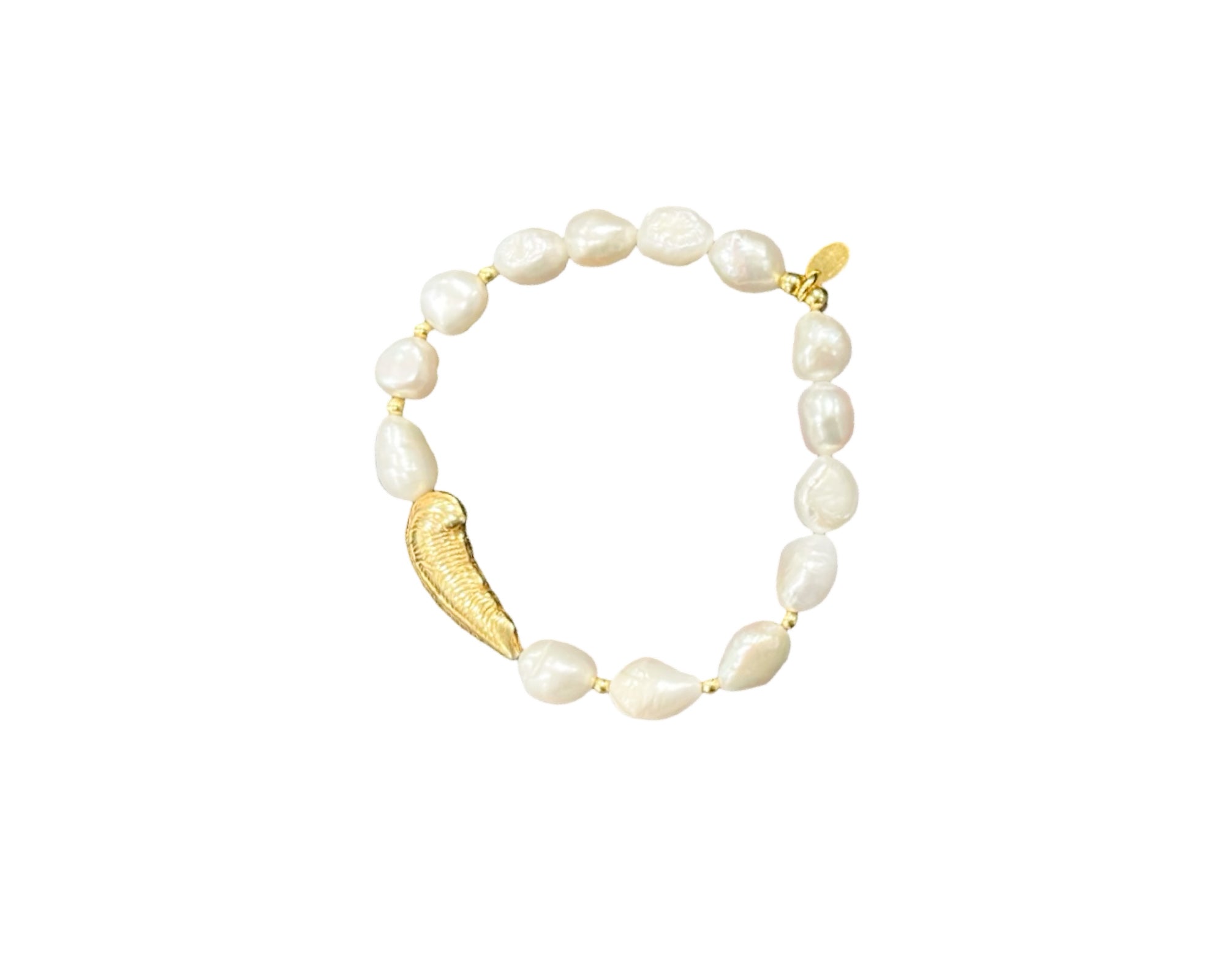 Armband Perlen PREMIUM - "Feather" gold