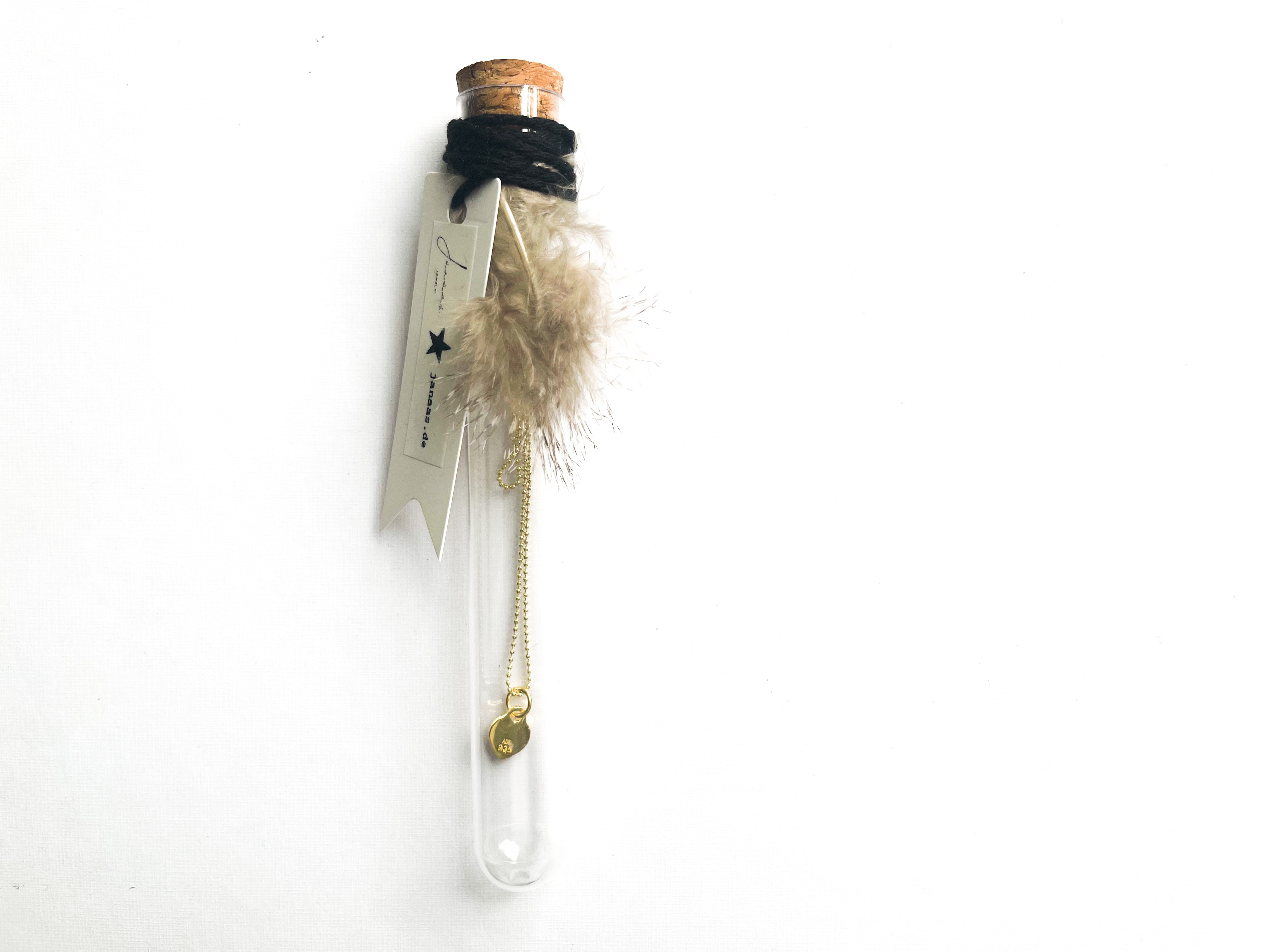 Kugelkette im Reagenzglas mit Anhänger - 925 Sterlingsilber