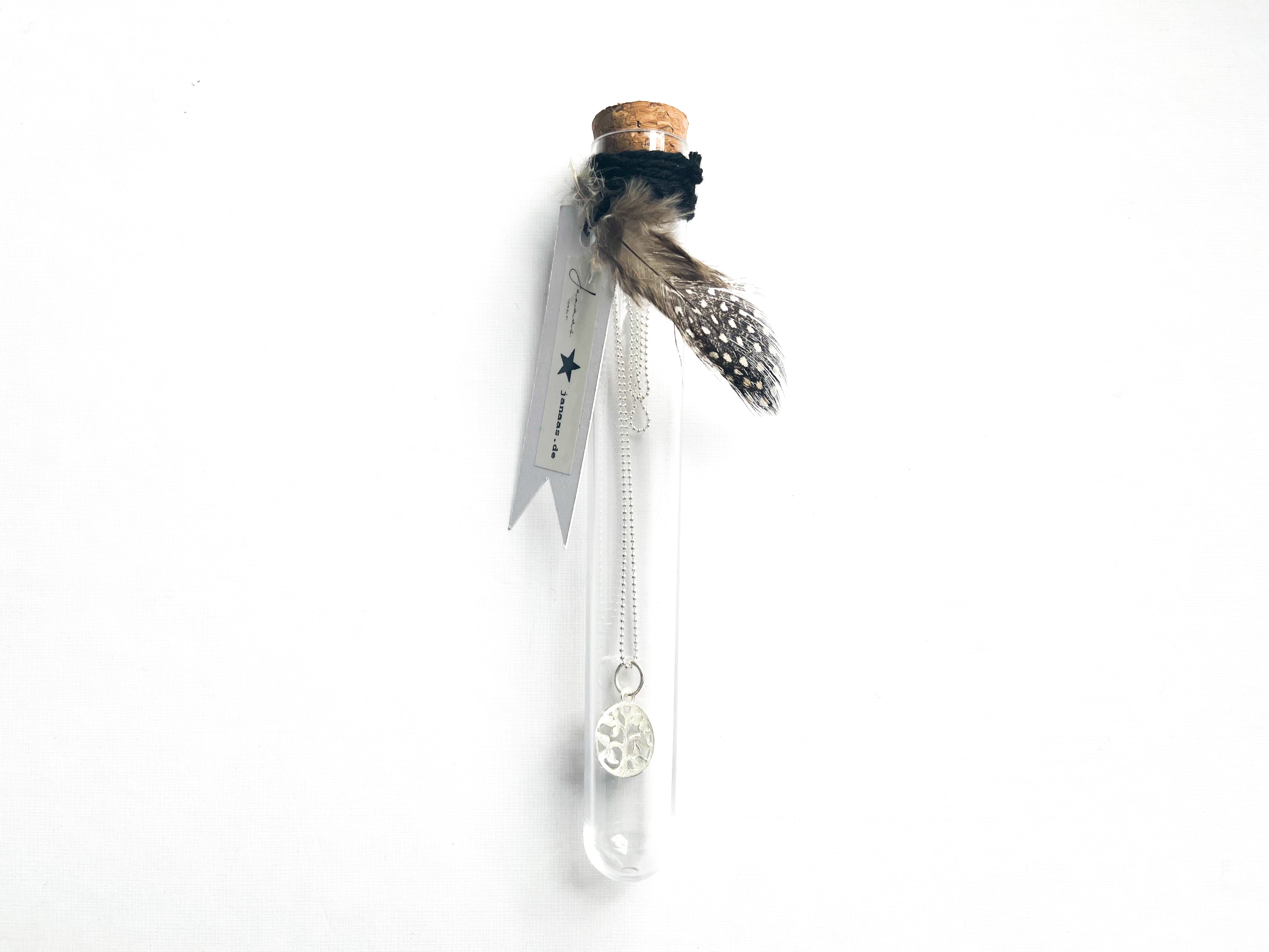 Kugelkette im Reagenzglas mit Anhänger - 925 Sterlingsilber