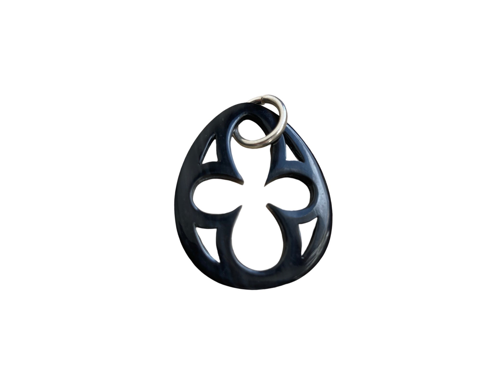 Anhänger „Flower Oval “ - Black Horn