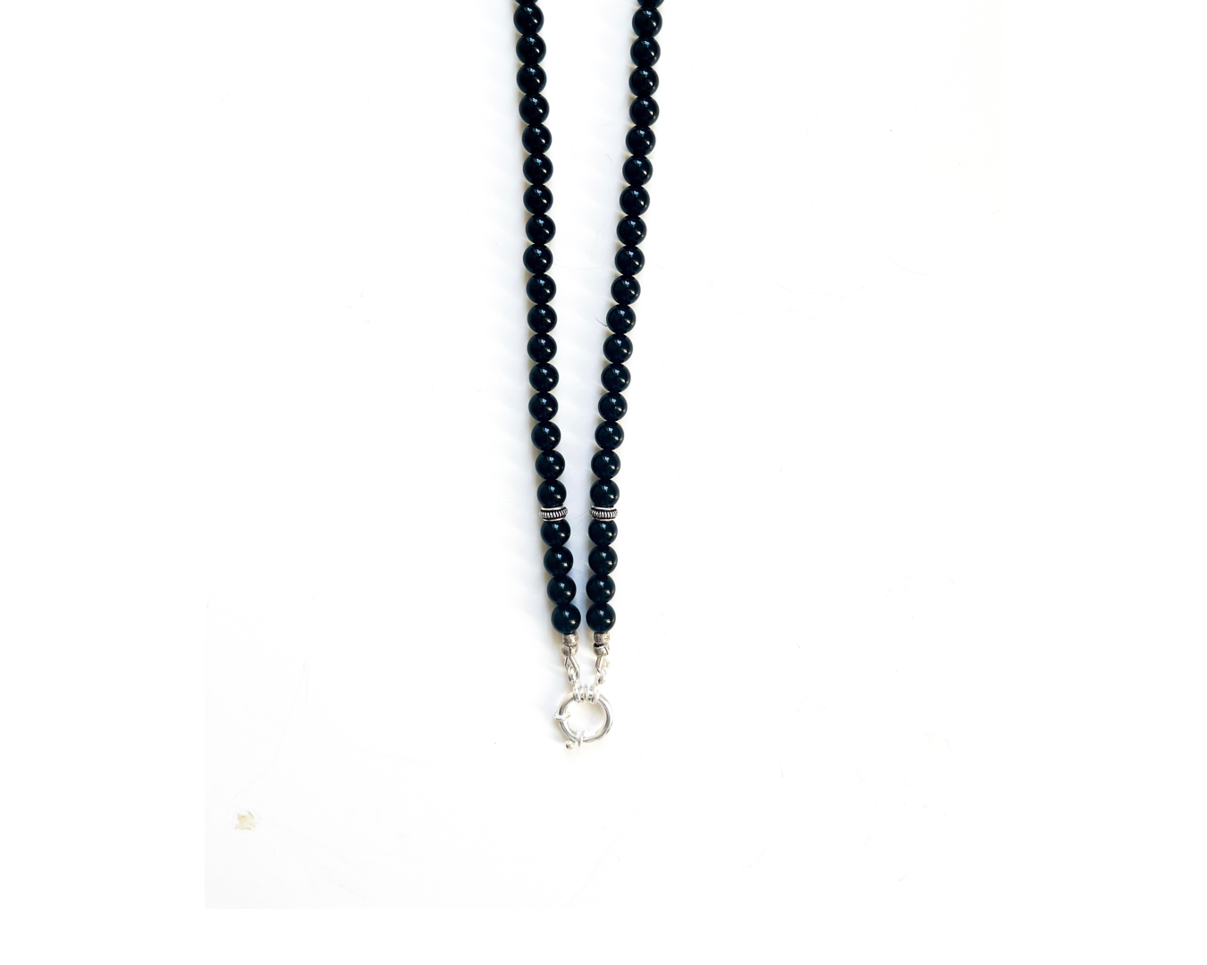 Kette lang Onyx schwarz mit Wechselring / Karabiner