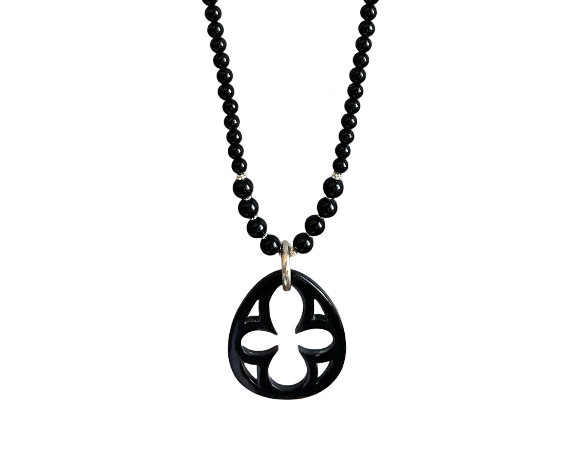 Anhänger „Flower Oval “ - Black Horn