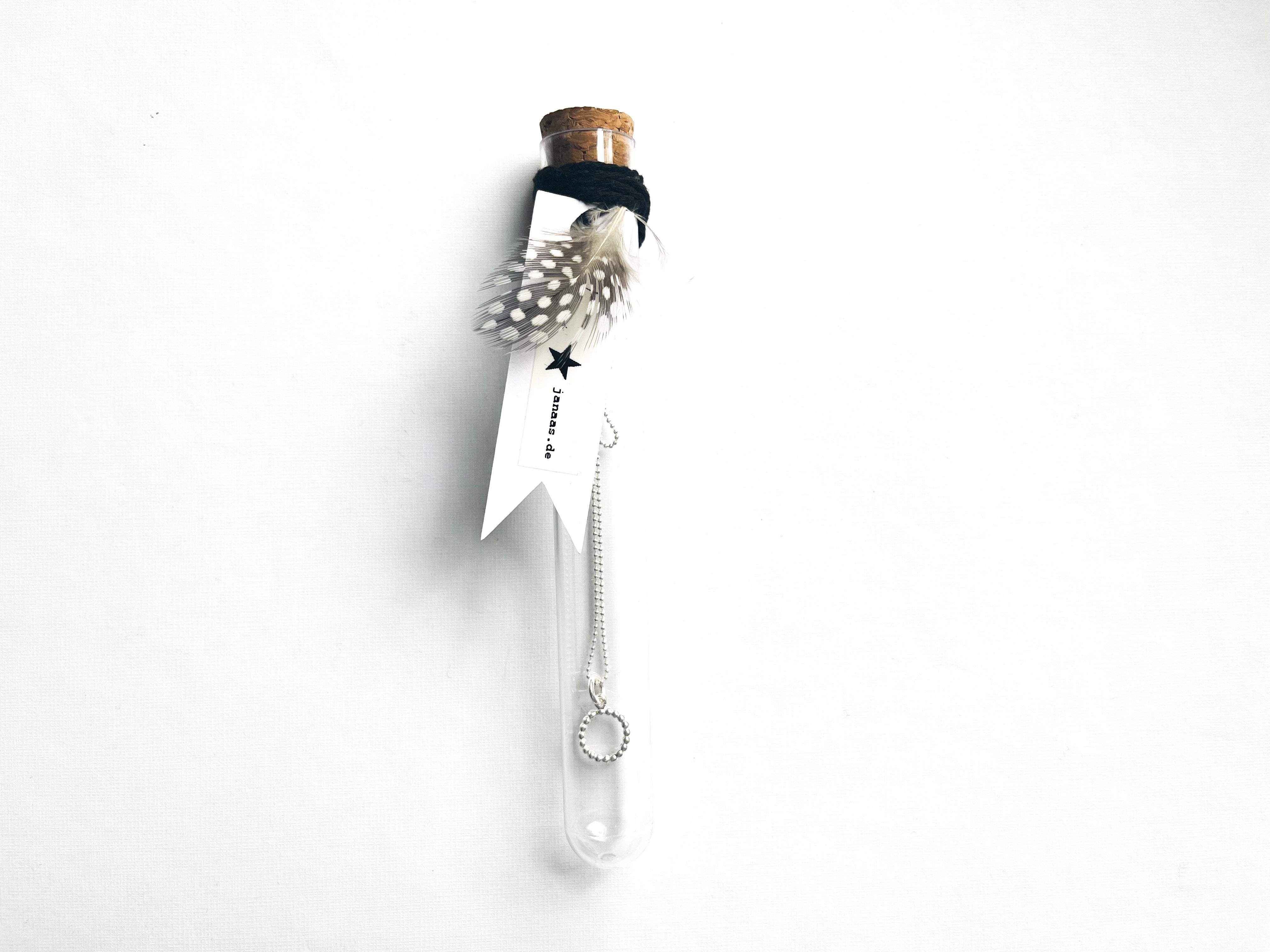 Kugelkette im Reagenzglas mit Anhänger - 925 Sterlingsilber