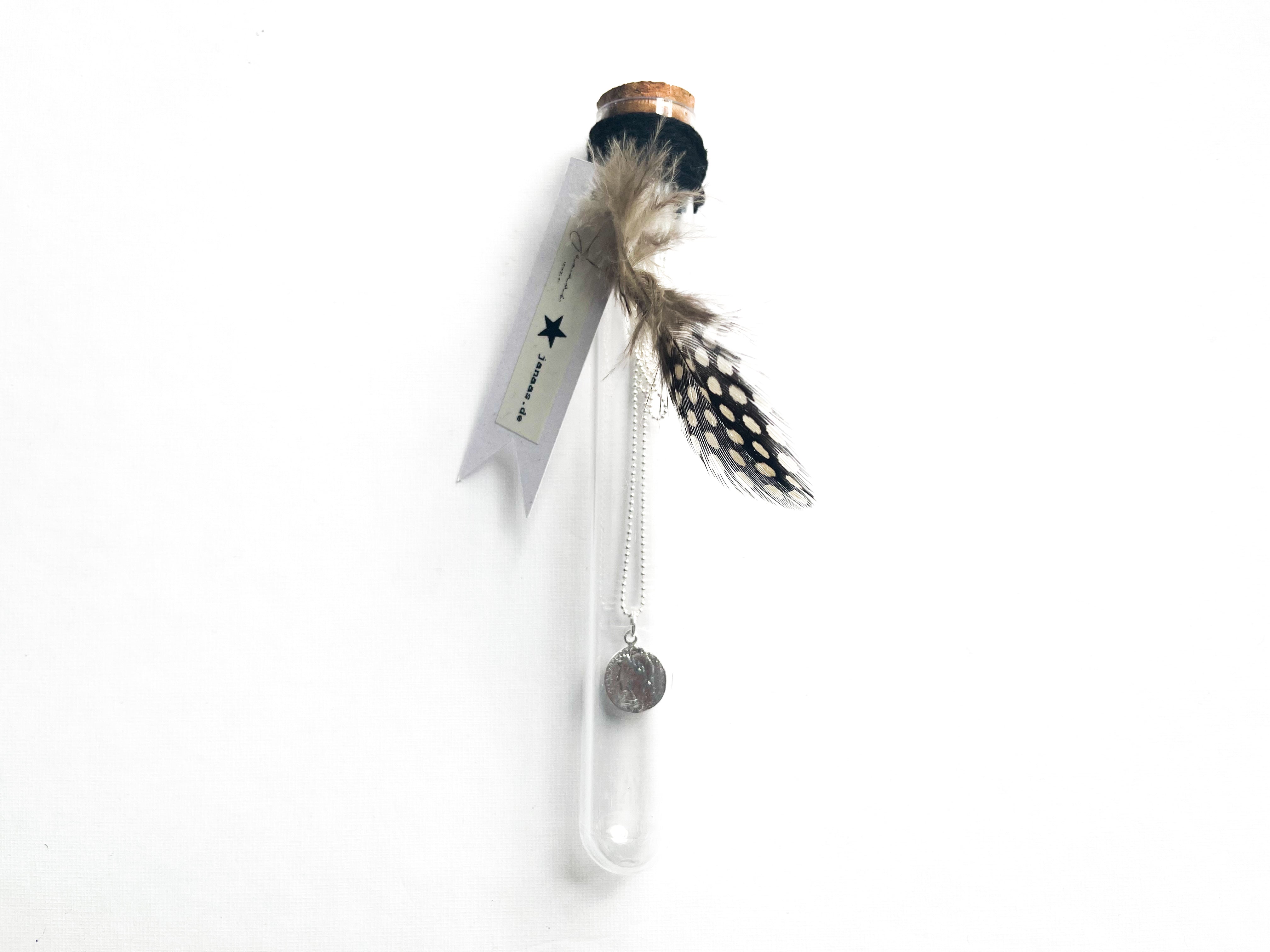 Kugelkette im Reagenzglas mit Anhänger - 925 Sterlingsilber