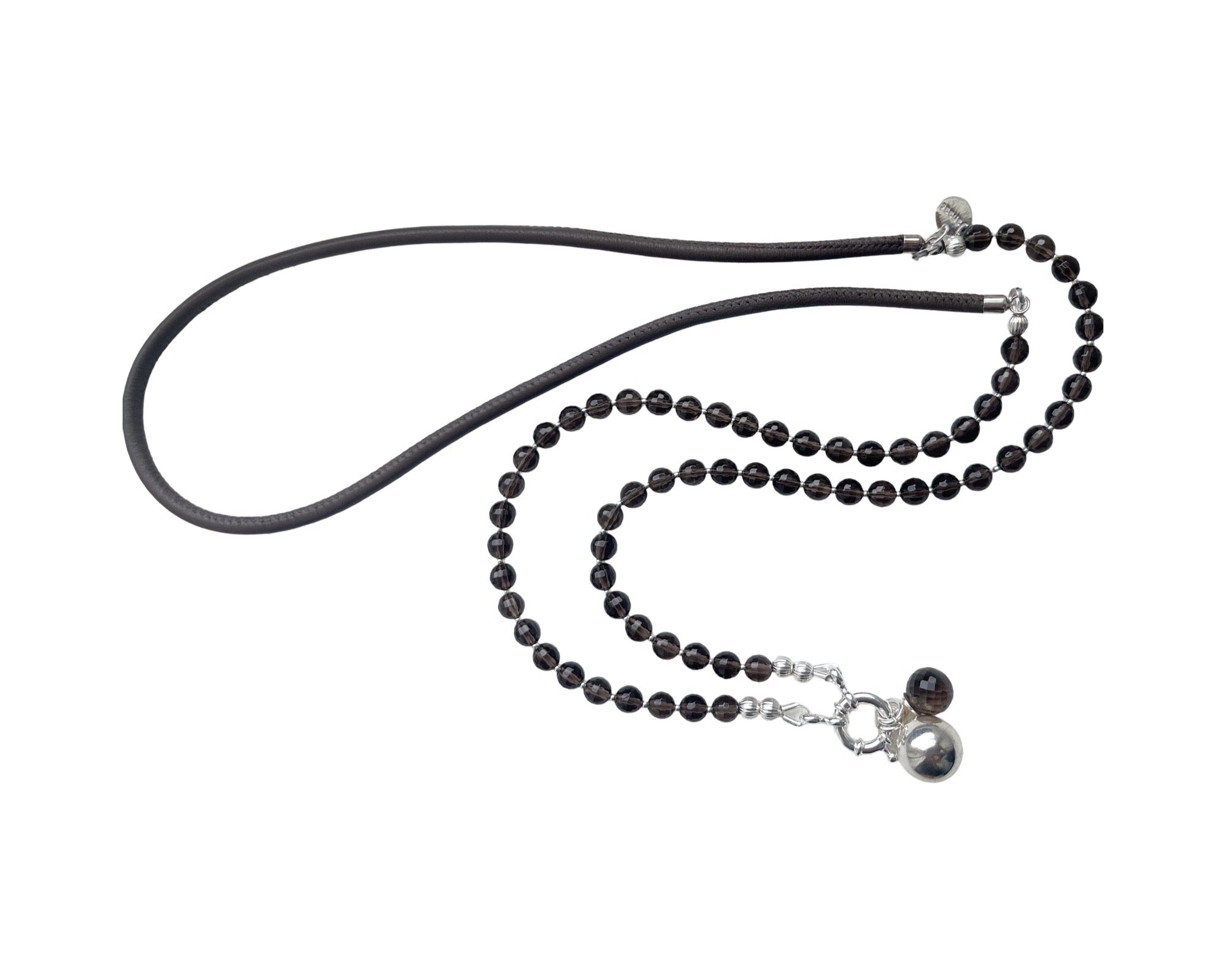 Kette lang „Rauchquarz“ Silber