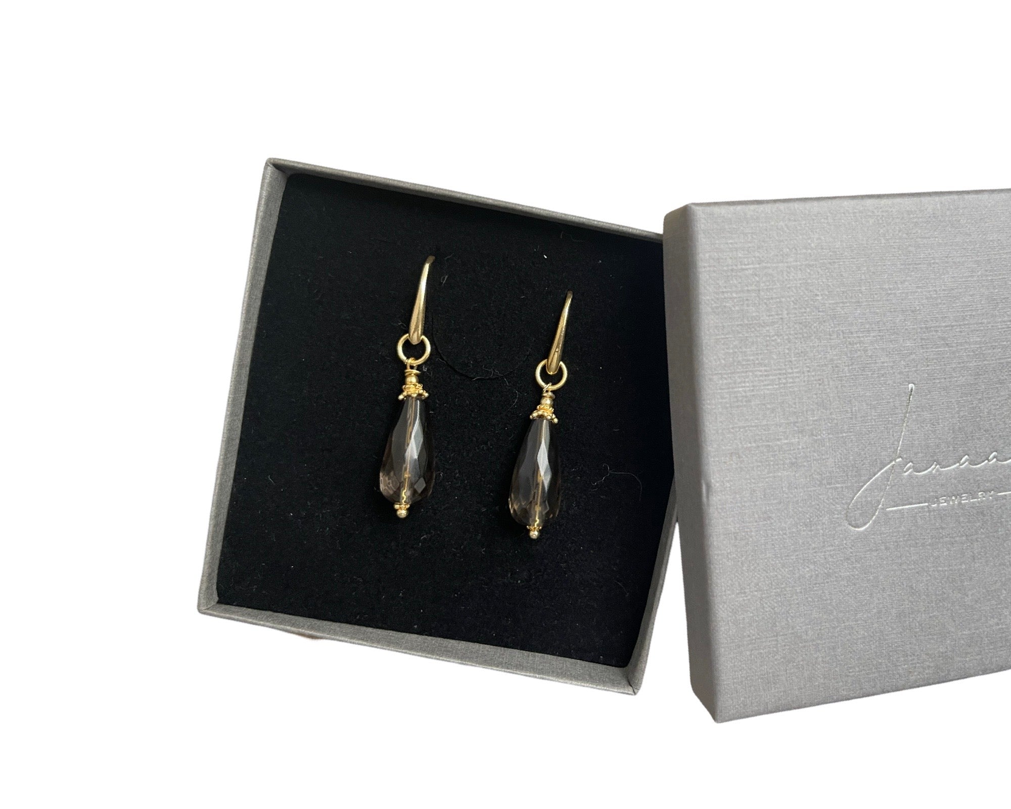 Ohrringe "Queen" - Rauchquarz 925 Sterlingsilber vergoldet