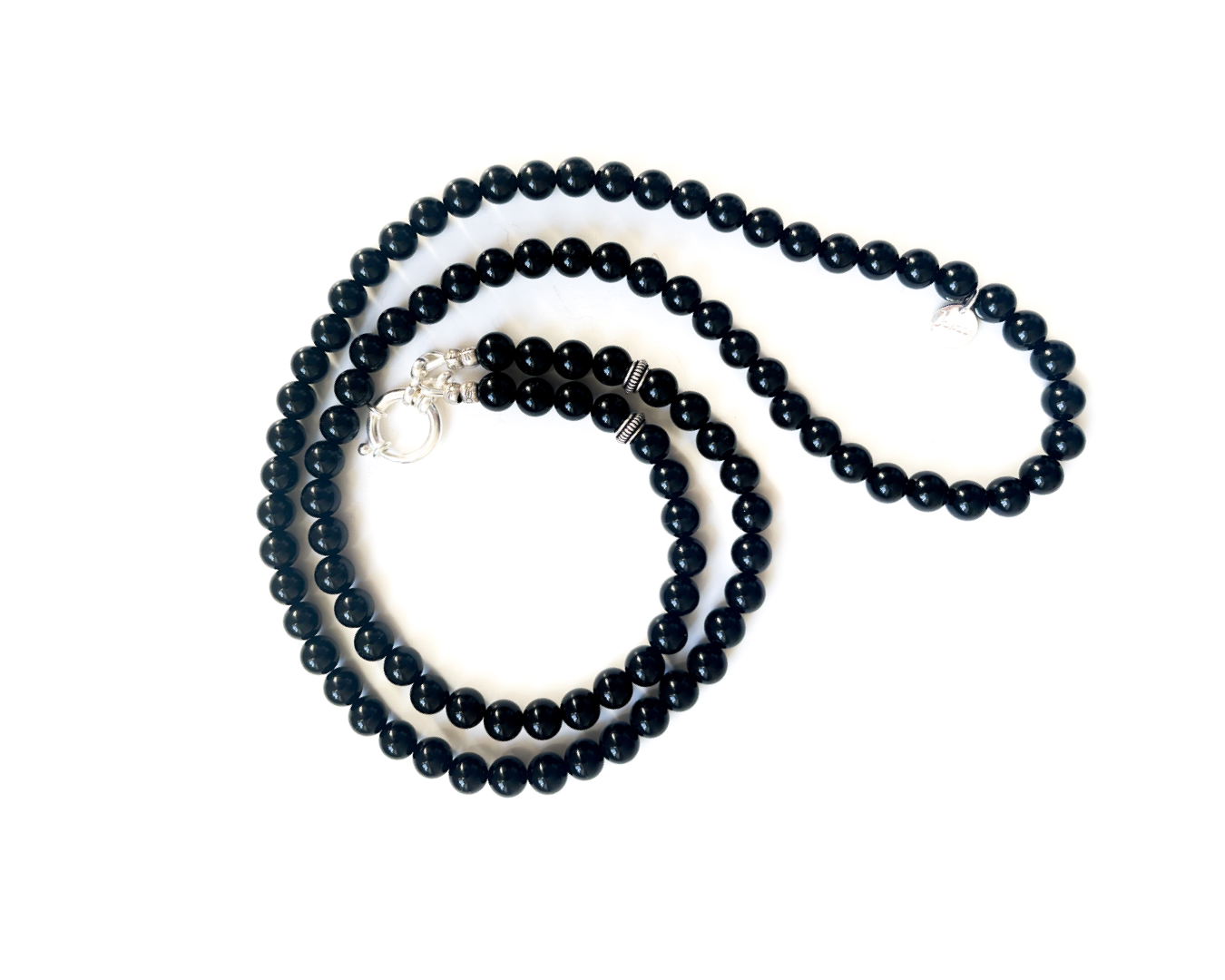 Kette lang Onyx schwarz mit Wechselring / Karabiner
