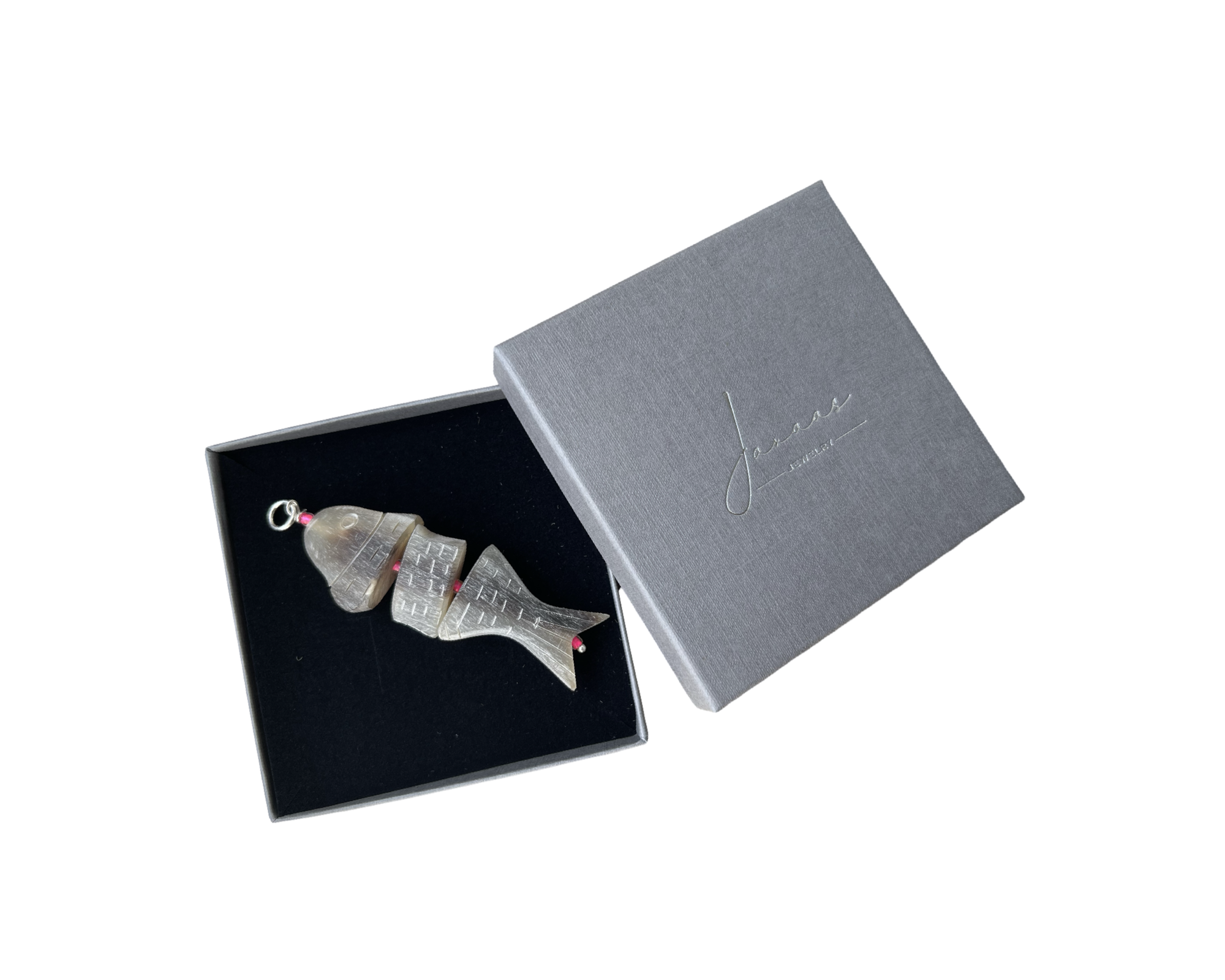 Anhänger „Fisch “ - White Horn gebürstet