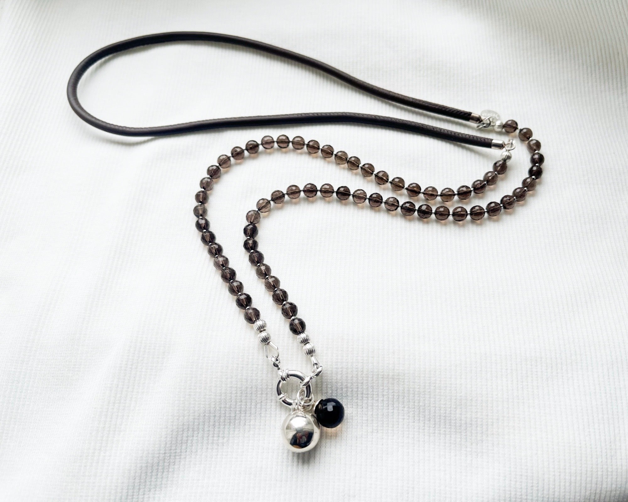 Kette lang „Rauchquarz“ Silber