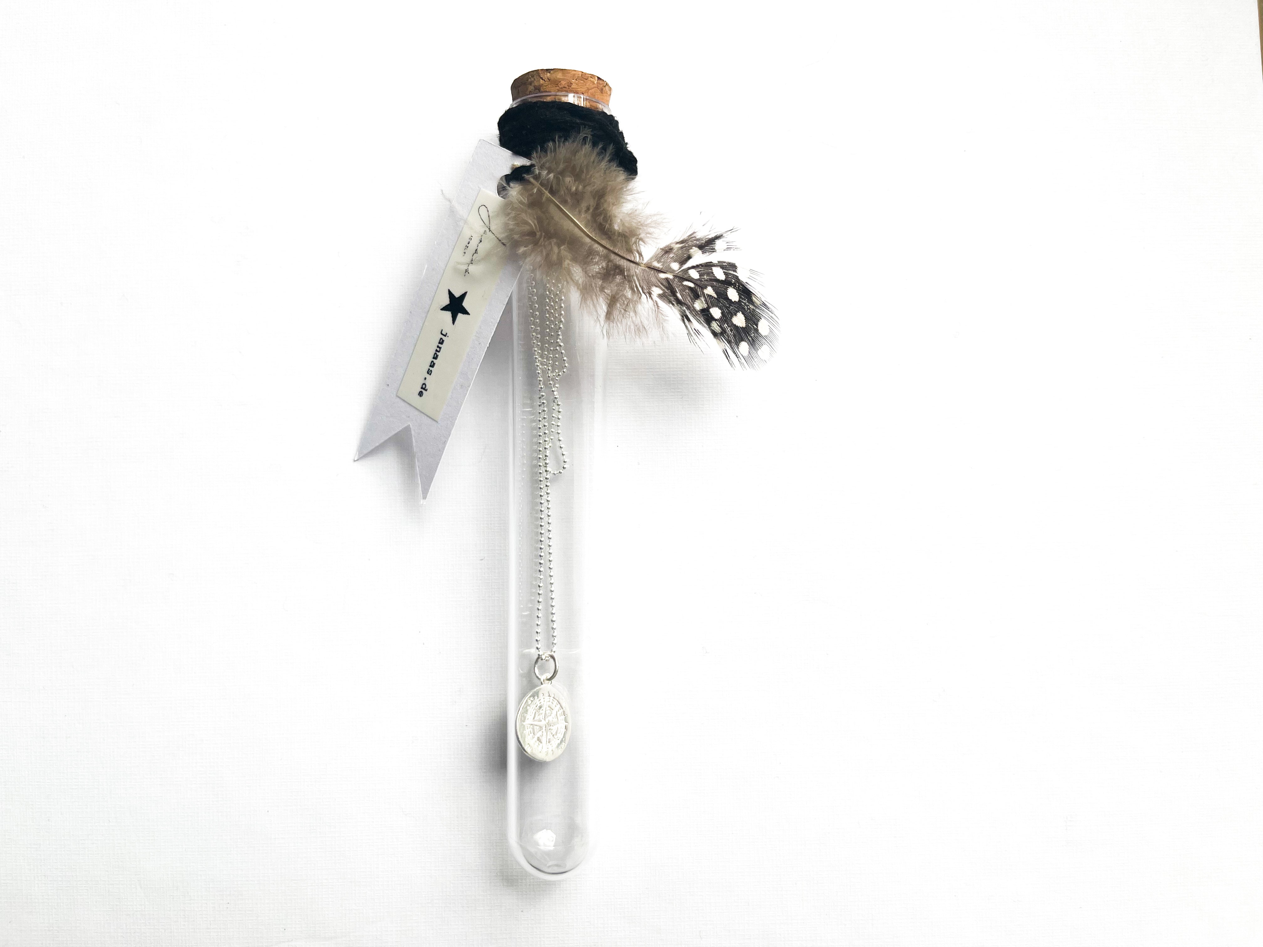 Kugelkette im Reagenzglas mit Anhänger - 925 Sterlingsilber