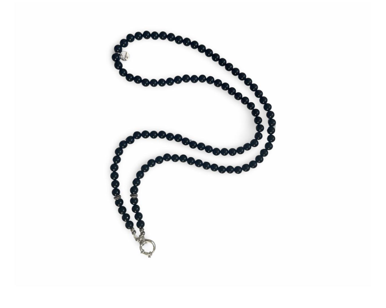 Kette lang Onyx schwarz mit Wechselring / Karabiner