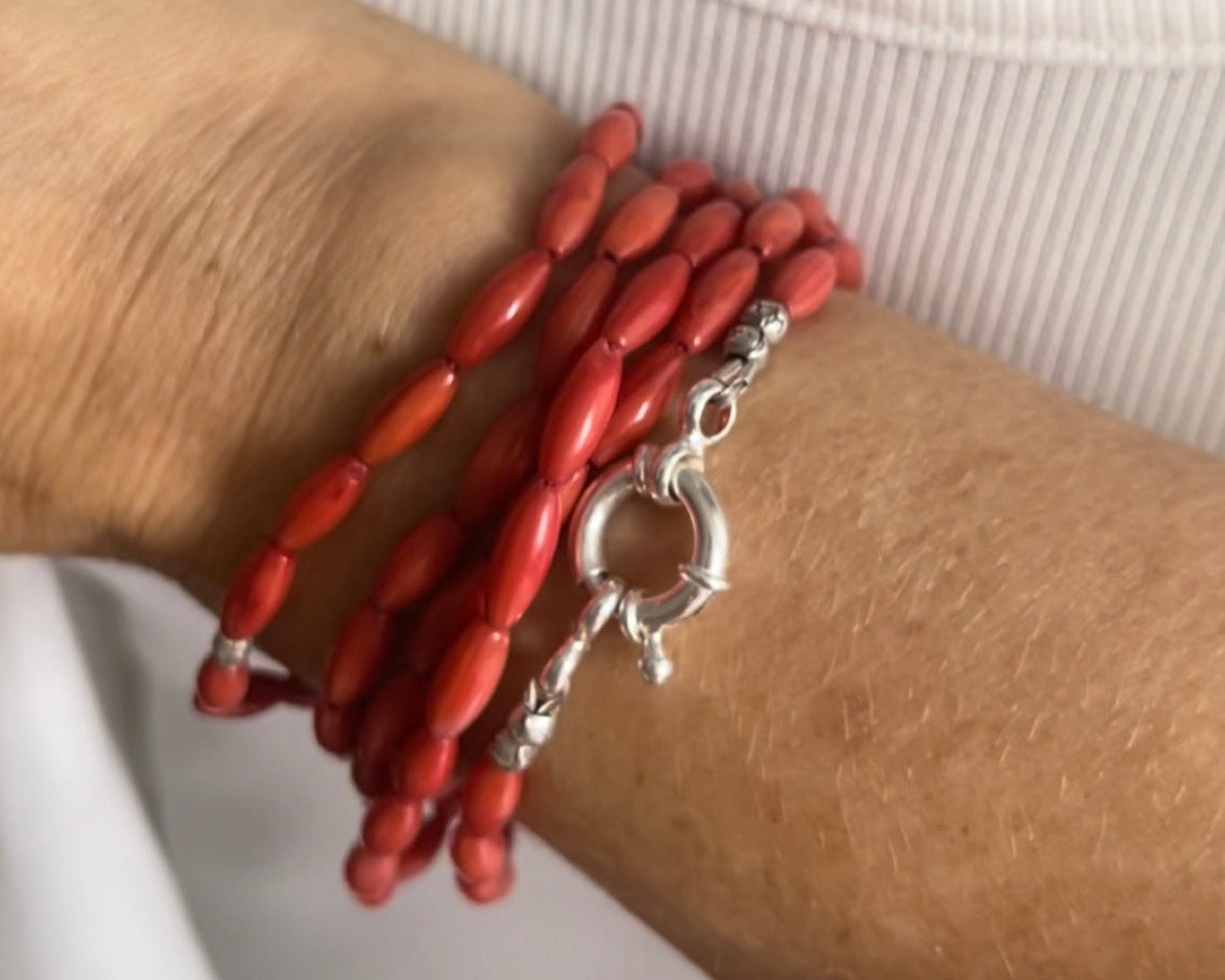 Kette oder Armband Bambuskoralle und Wechselring