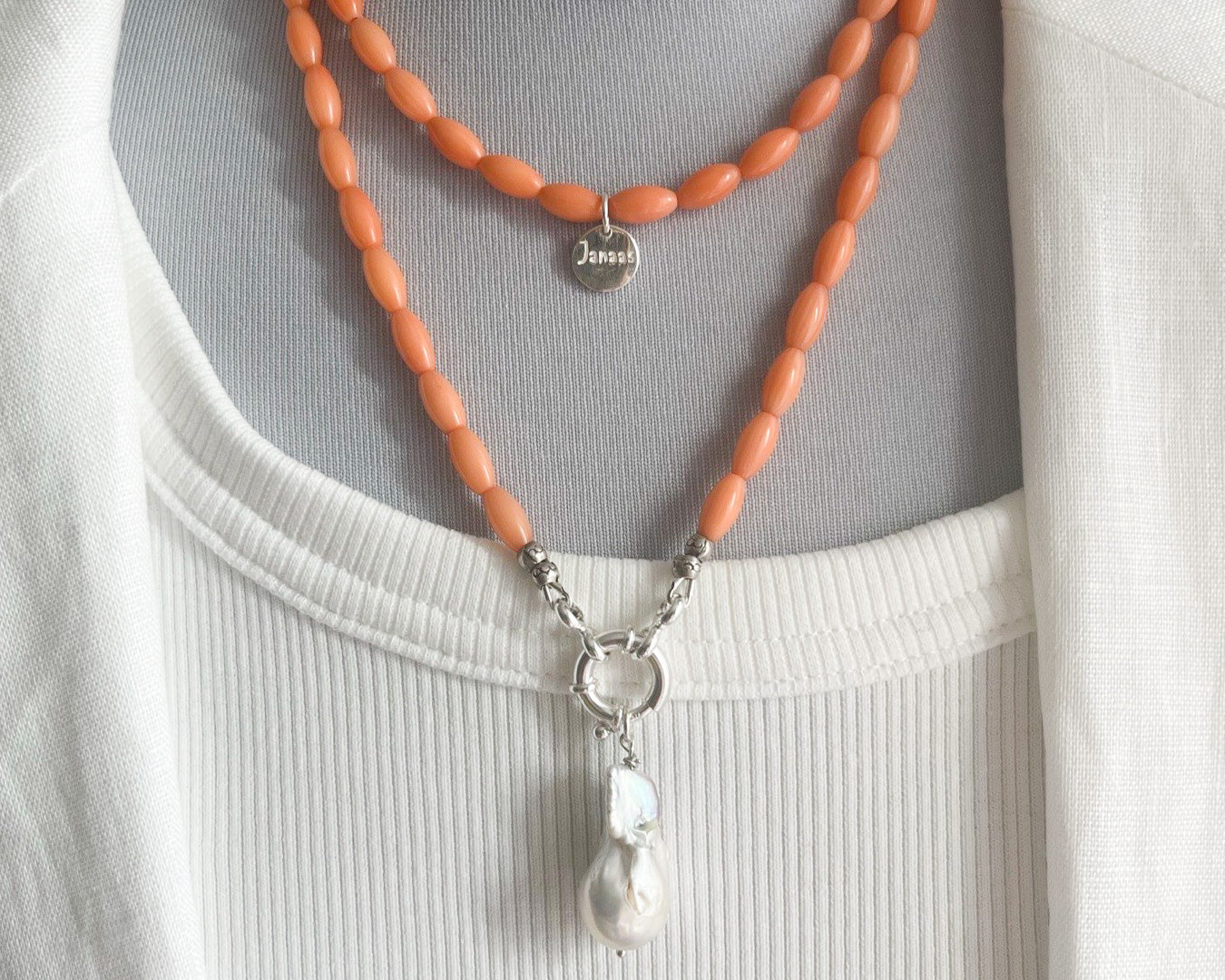Kette oder Armband Bambuskoralle und Wechselring