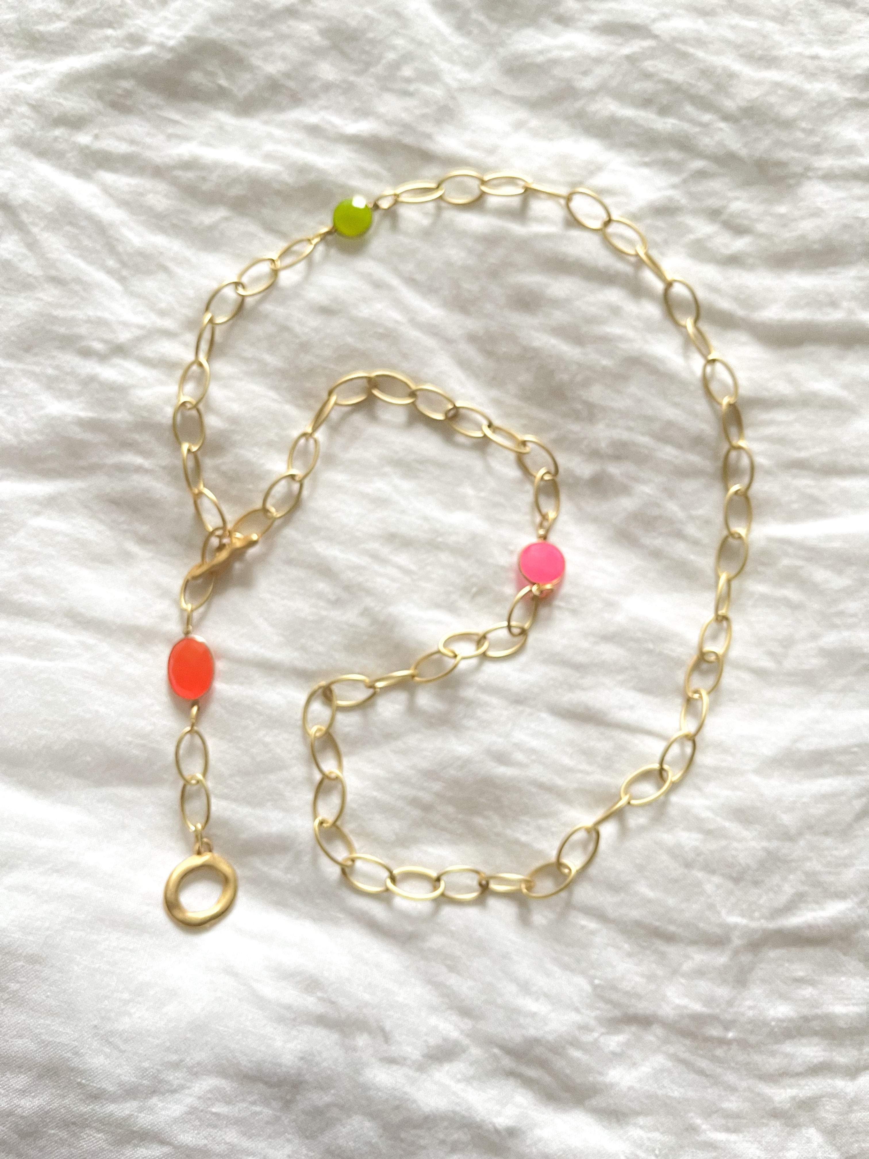 Gliederkette „Colors“ Stahl, vergoldet mit Achat