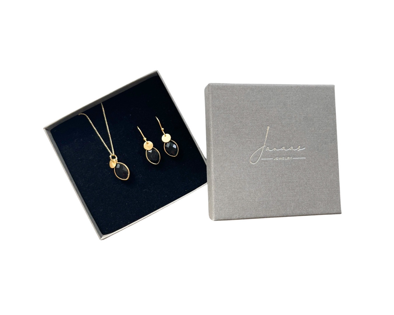 Schmuck-Set „Black Onyx“ Kette und Ohrringe
