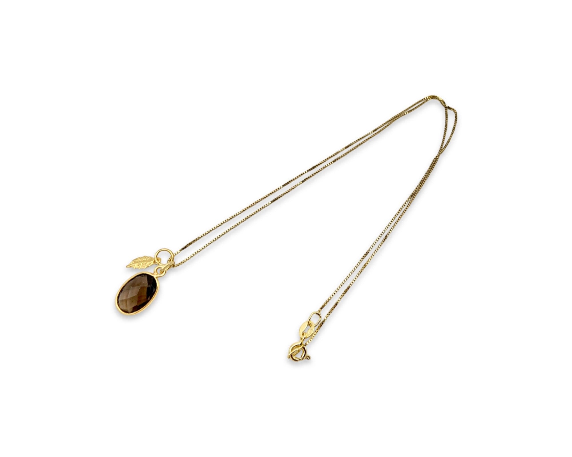 Kette „Rauchquarz Leaf“ 925 Sterlingsilber