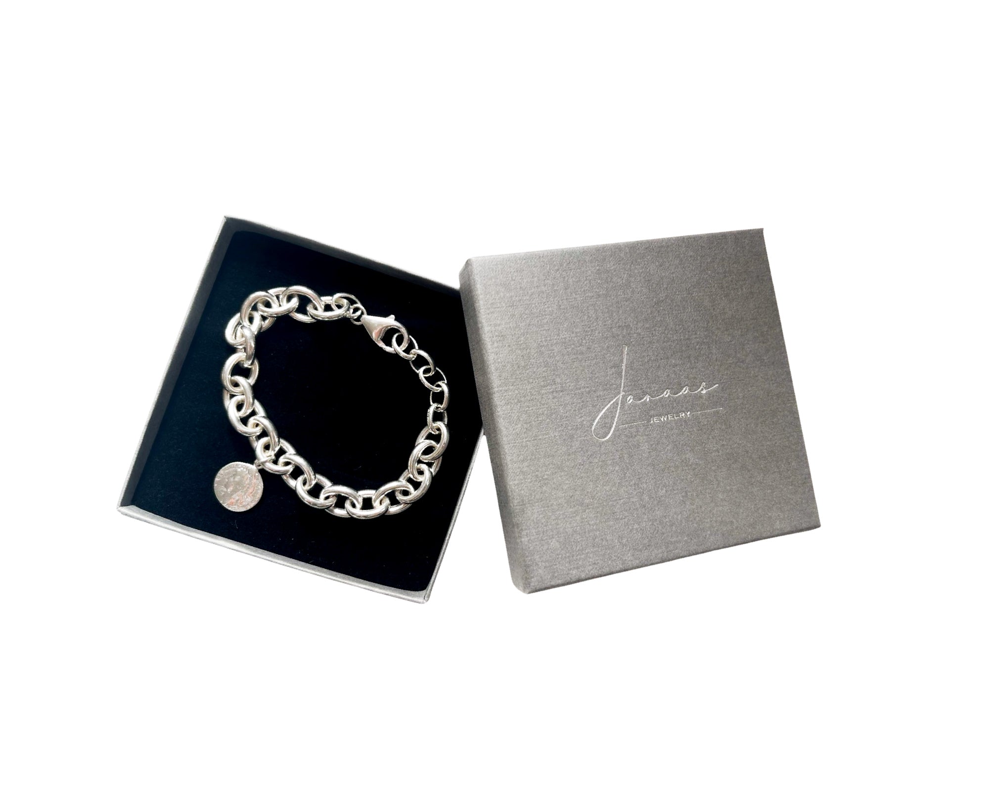 Gliederarmband „Münze“ XL - 925 Sterlingsilber