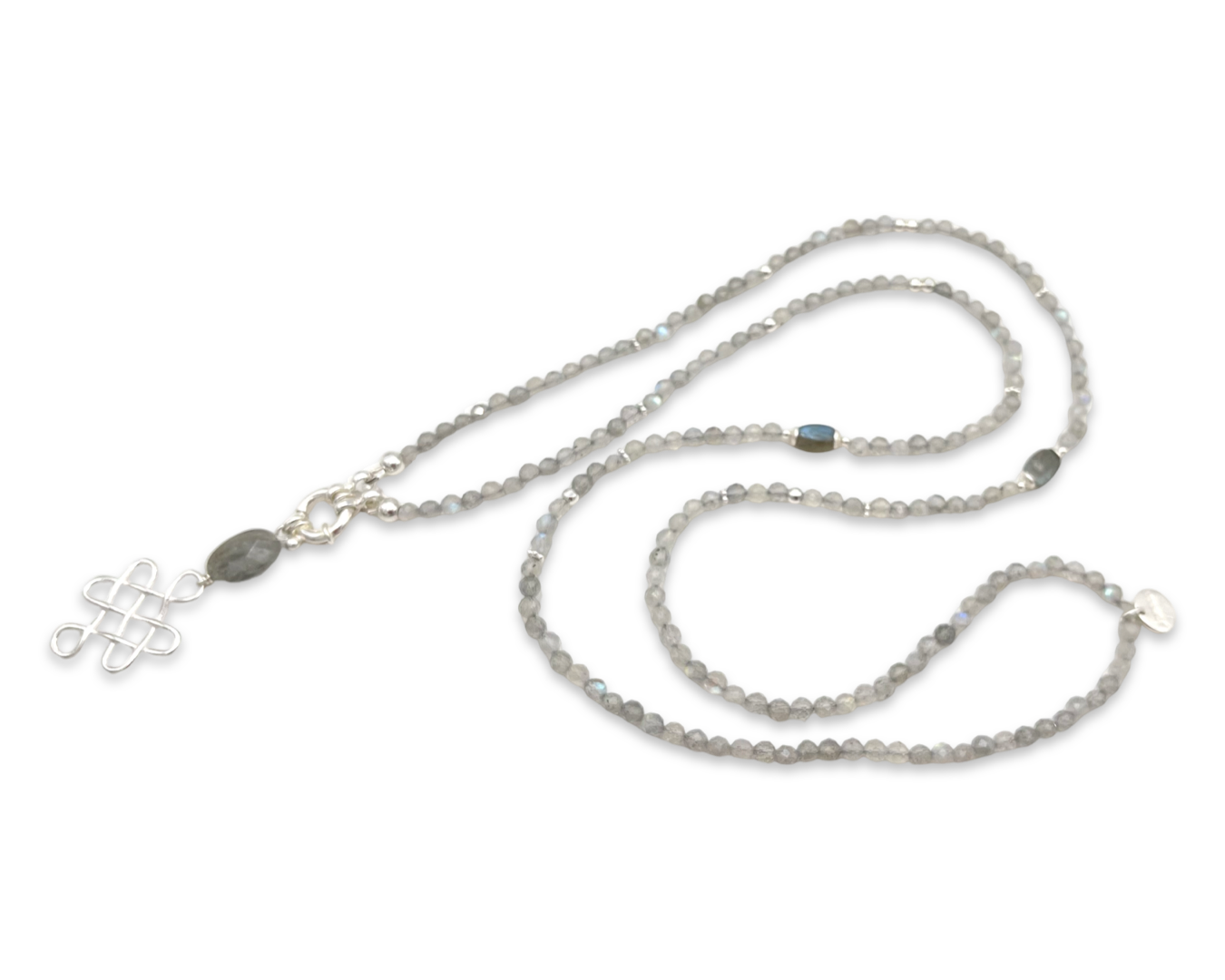 Kette lang PREMIUM "Labradorit Silver" mit Anhänger