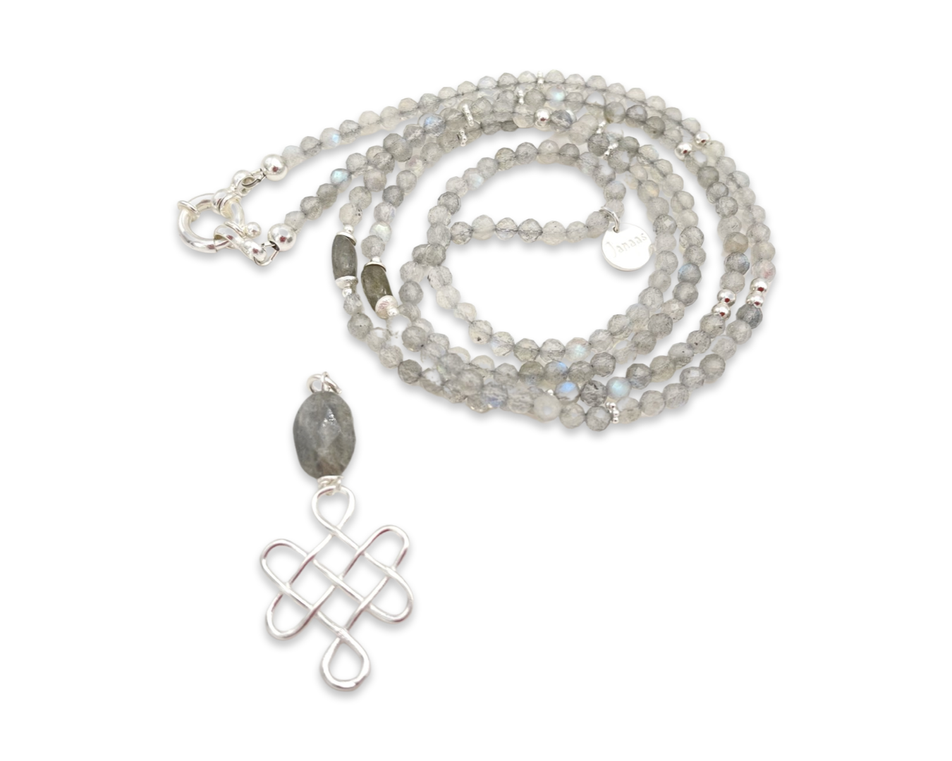 Kette lang PREMIUM "Labradorit Silver" mit Anhänger