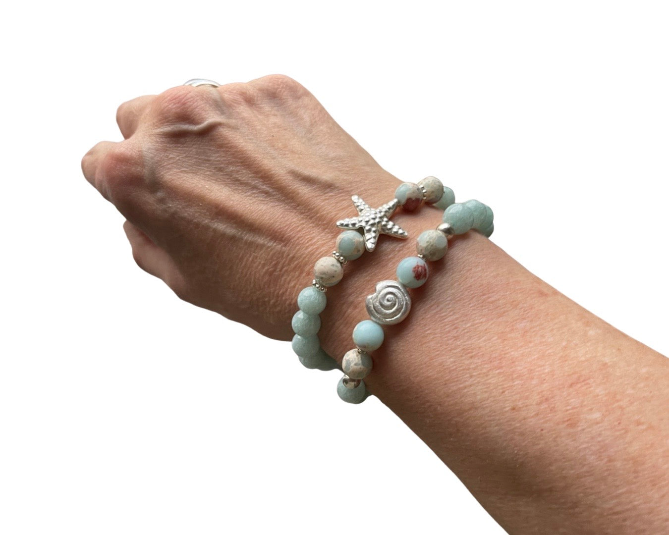 Armband "Maritim Achat Seastar" Silber