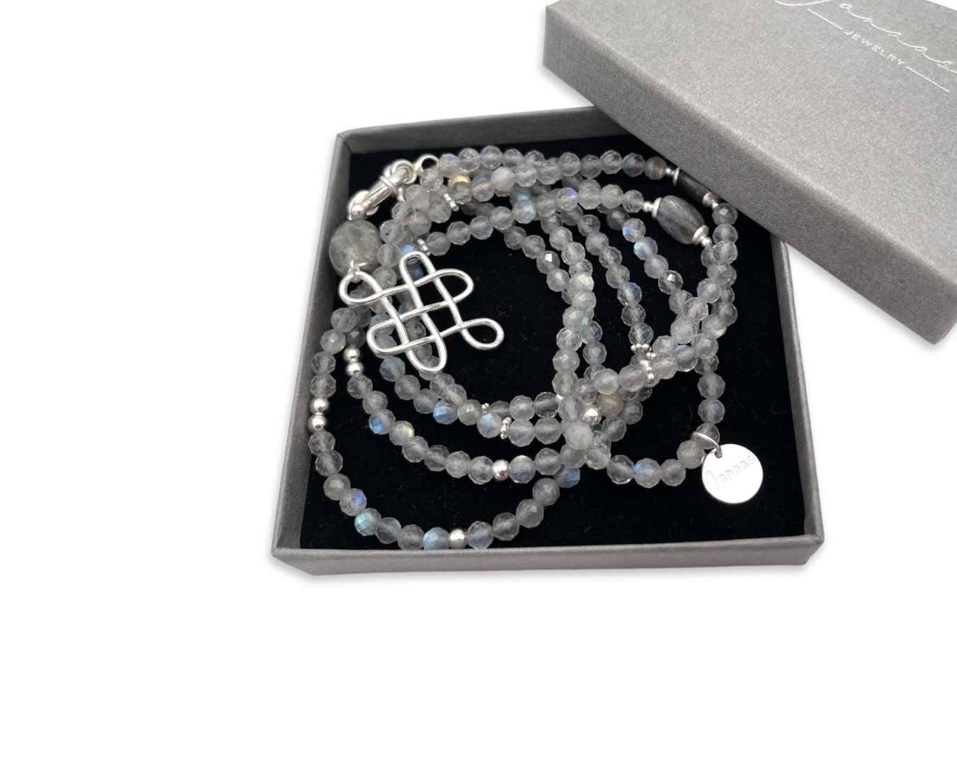 Kette lang PREMIUM "Labradorit Silver" mit Anhänger