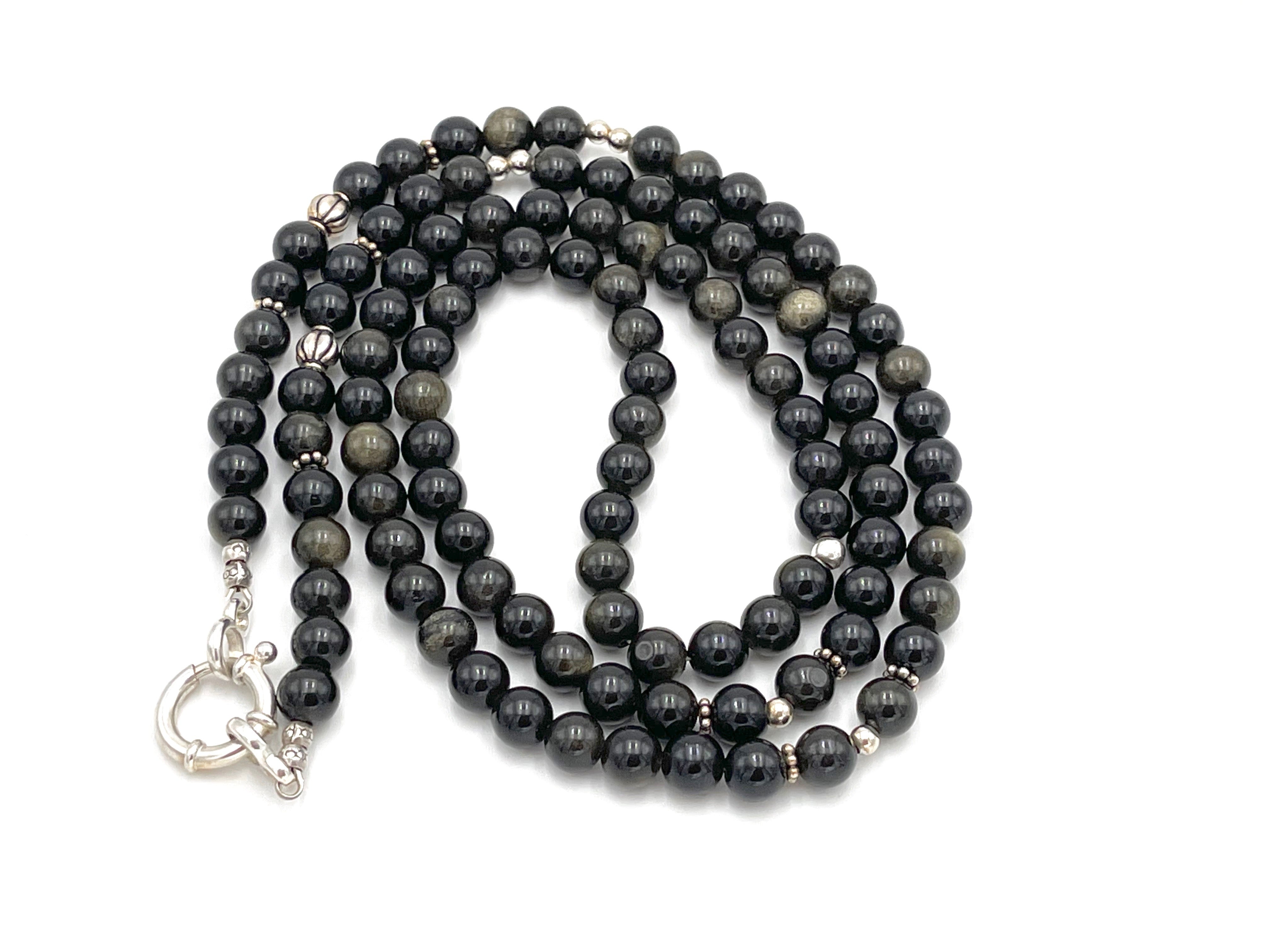Armband L Goldglanz-Obsidian Buddha