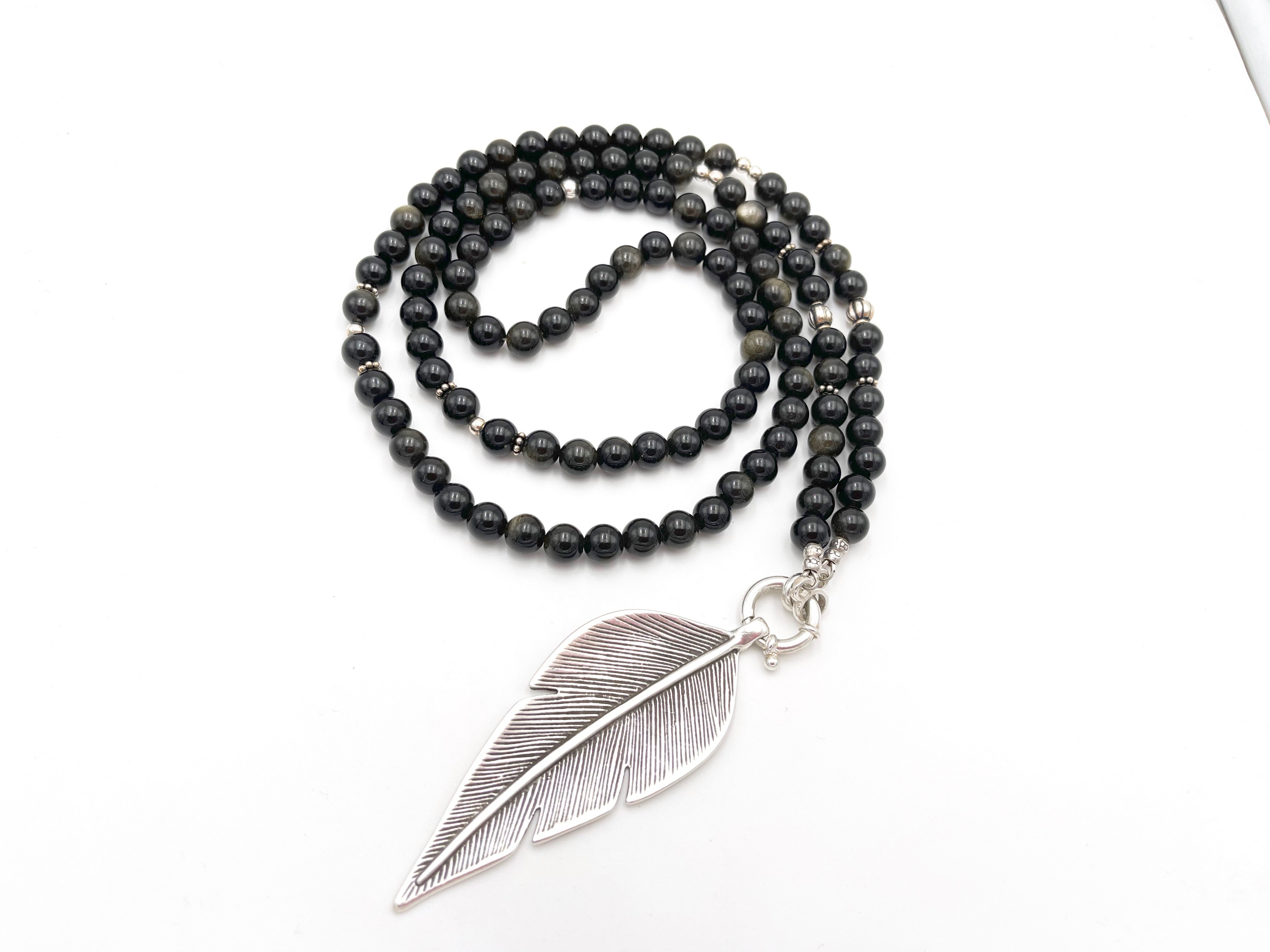 Basiskette Goldglanz-Obsidian mit Wechselring 925 Sterlingsilber (ohne Anhänger)