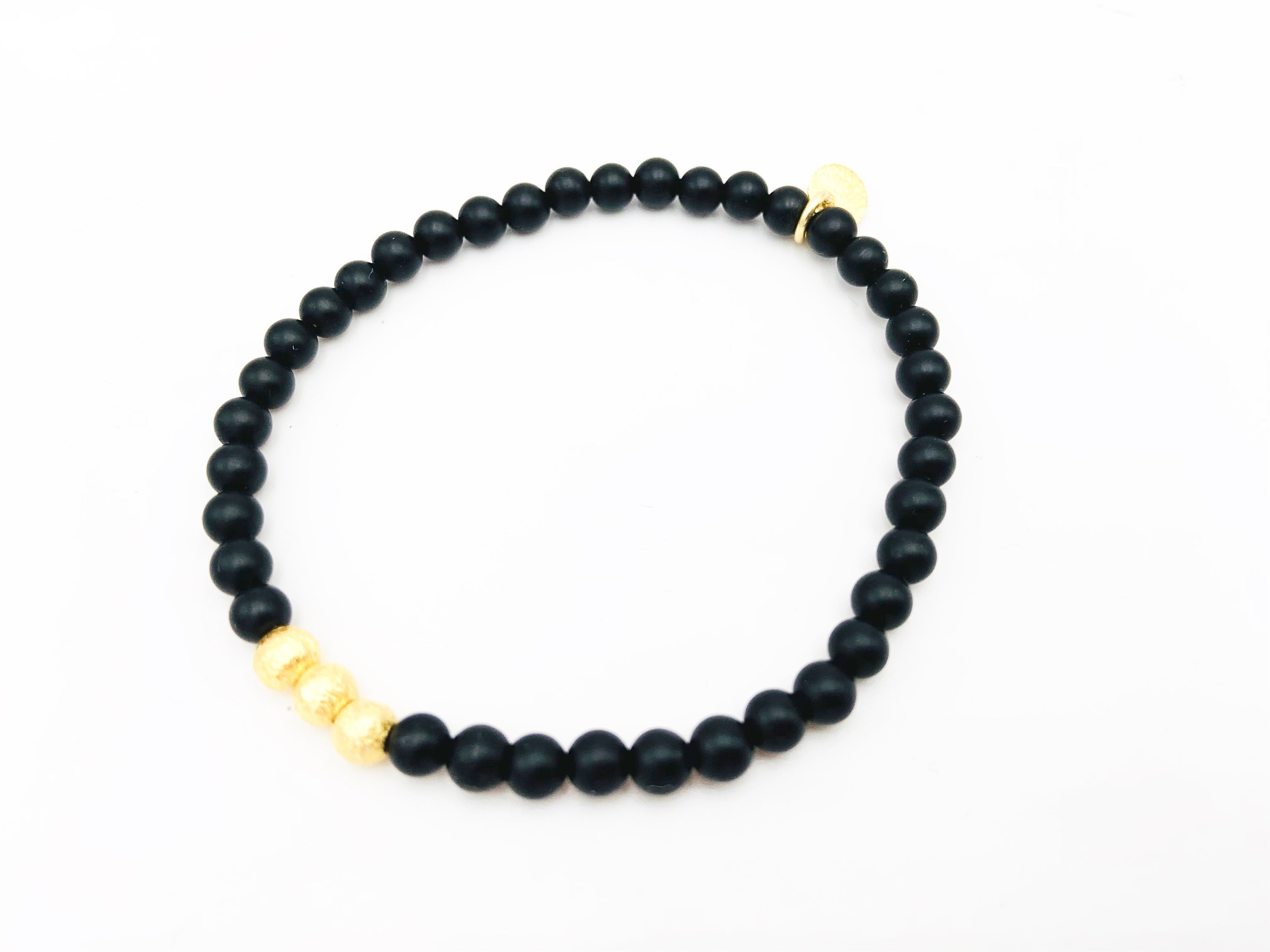 Armband "Onyx matt simple S", silber oder gold