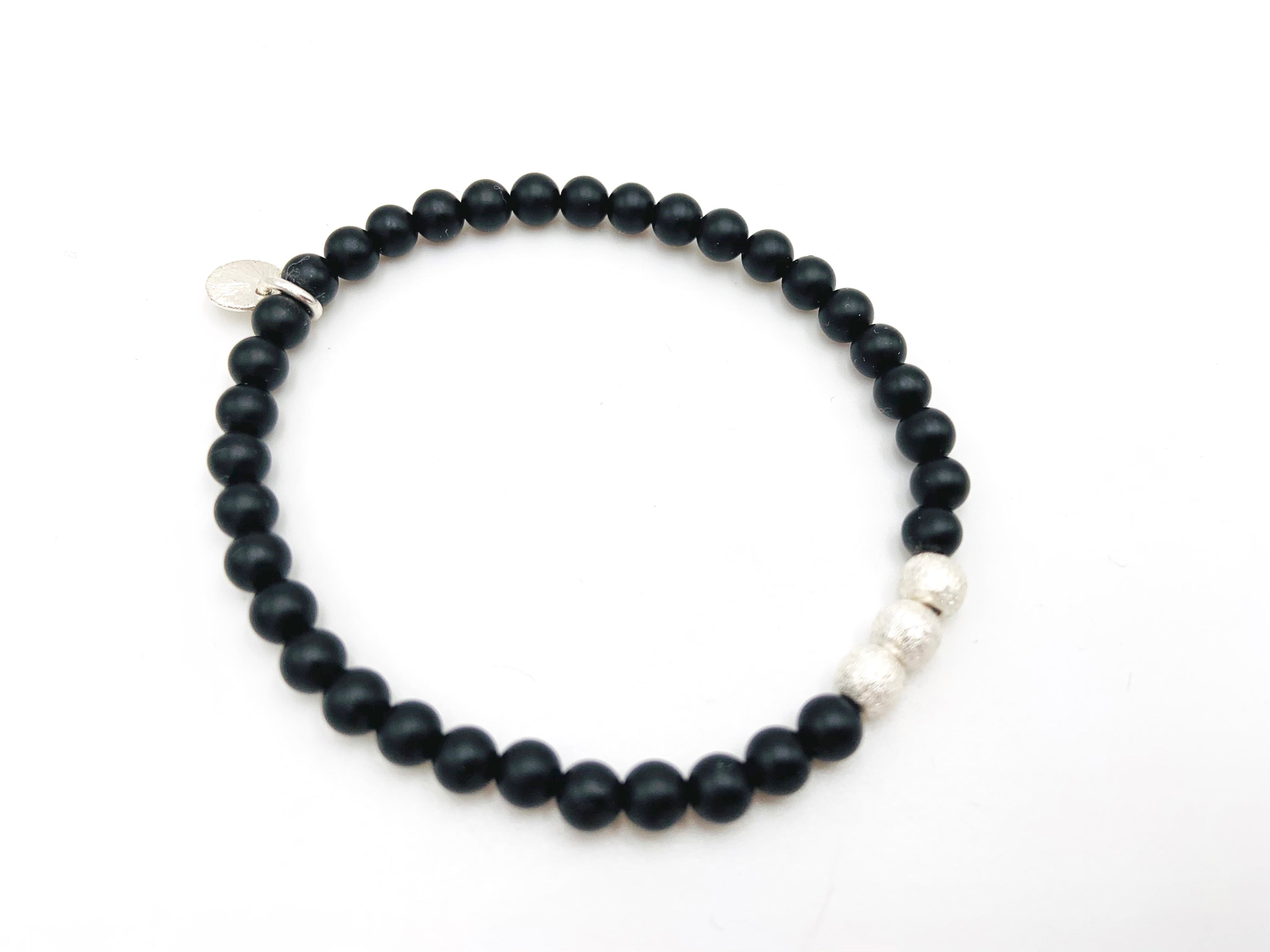 Armband "Onyx matt simple S", silber oder gold