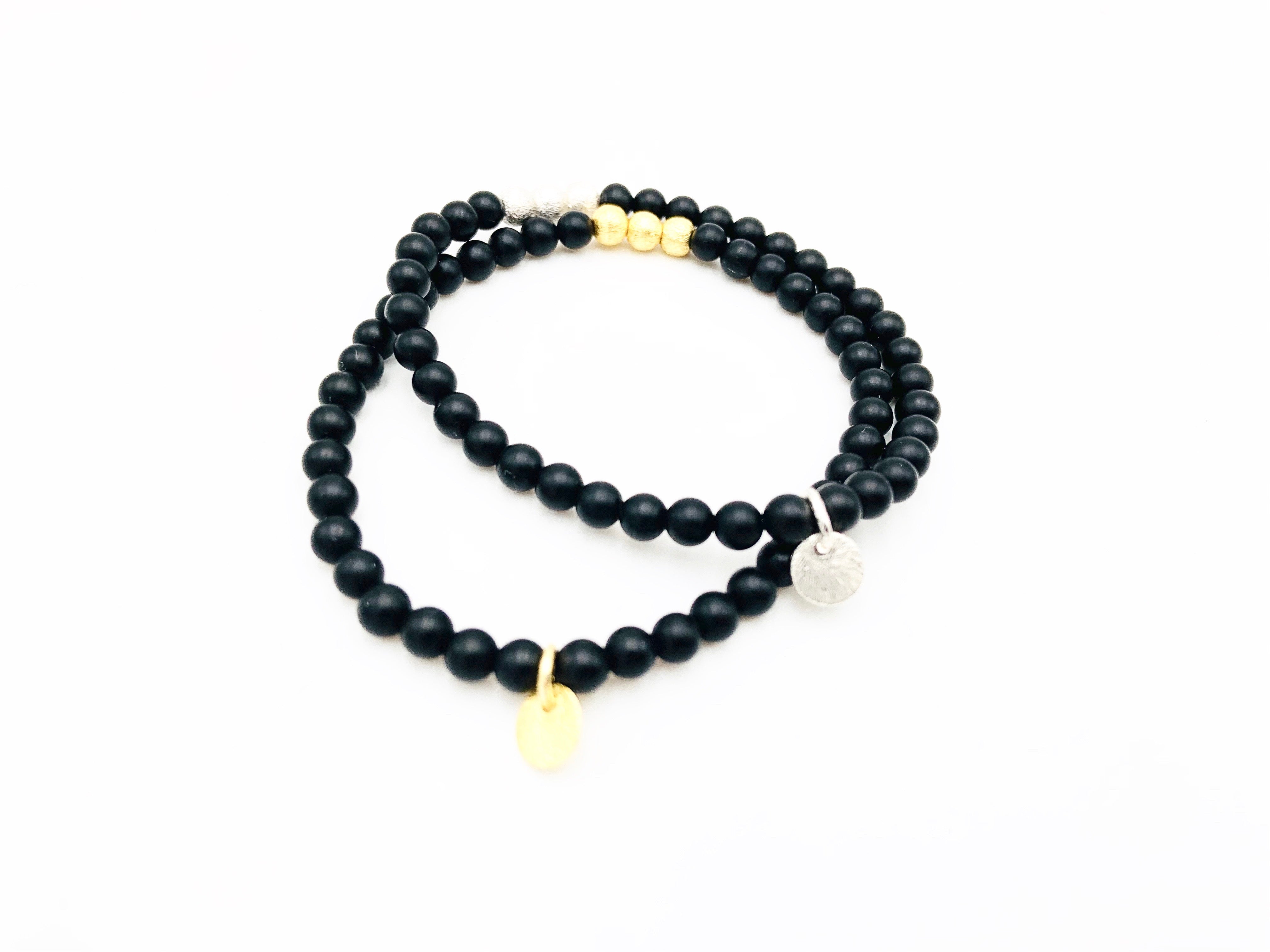 Armband "Onyx matt simple S", silber oder gold