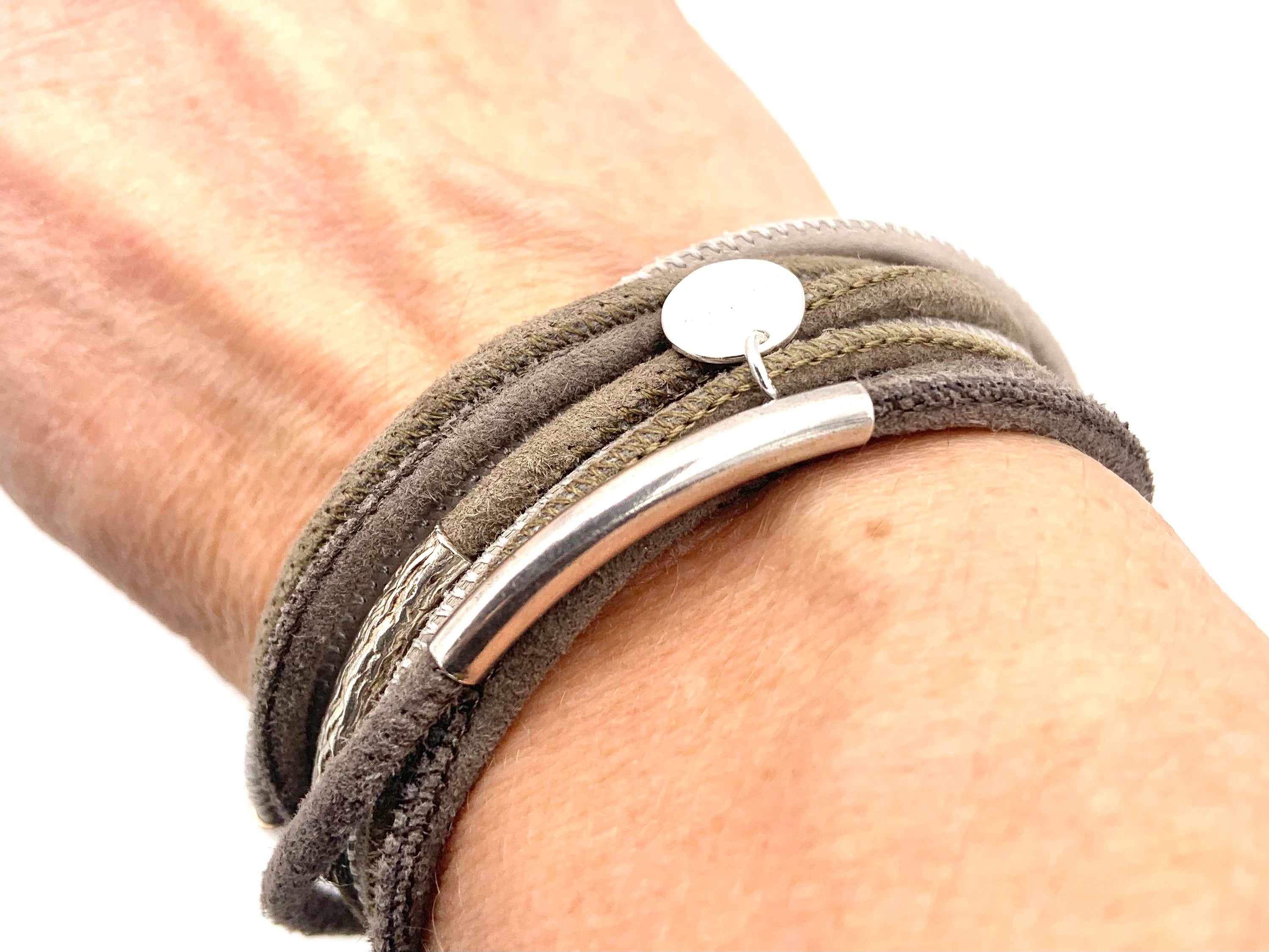 Armband Nappaleder "Trio Tubes" - Grau&Taupe