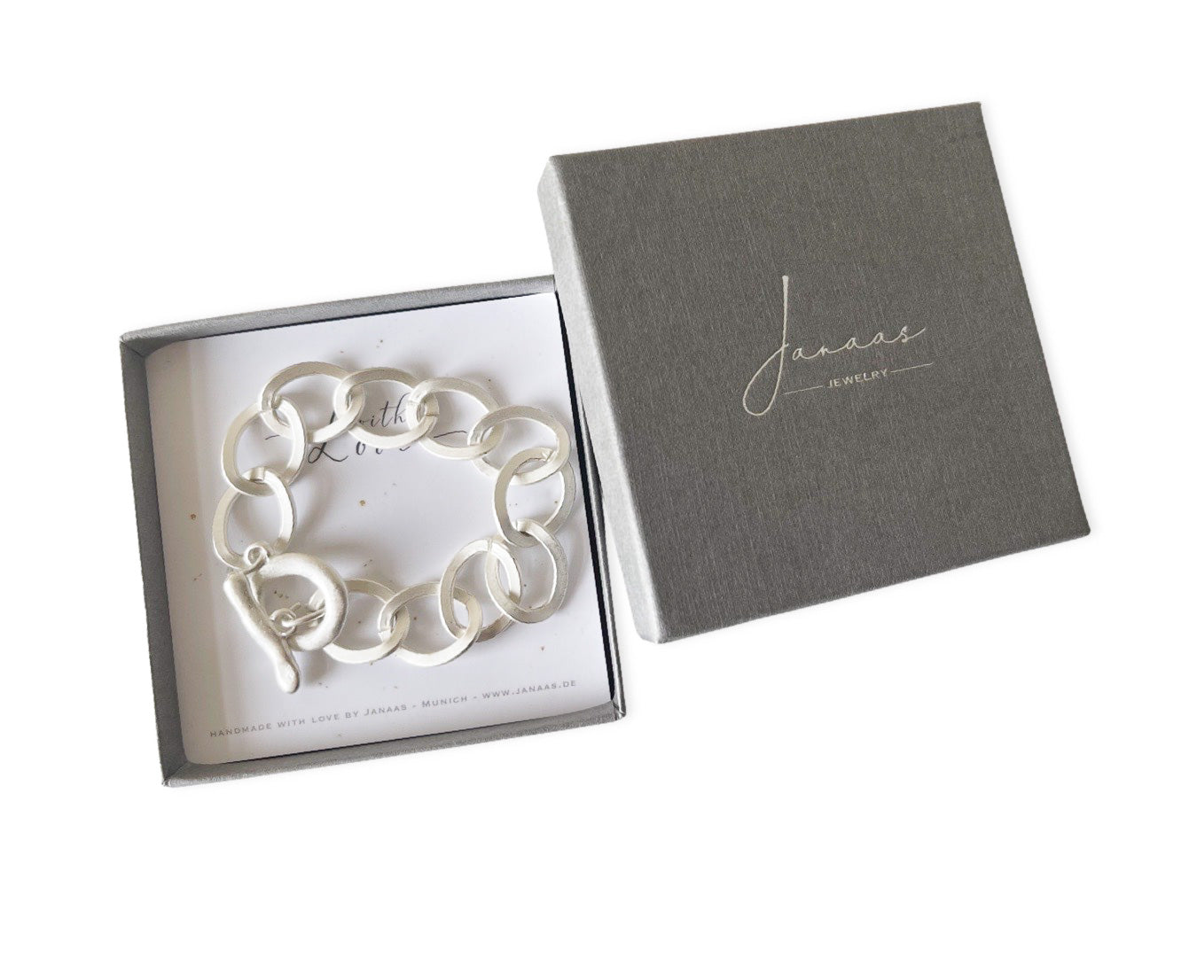 Gliederarmband XL matt - Stahl