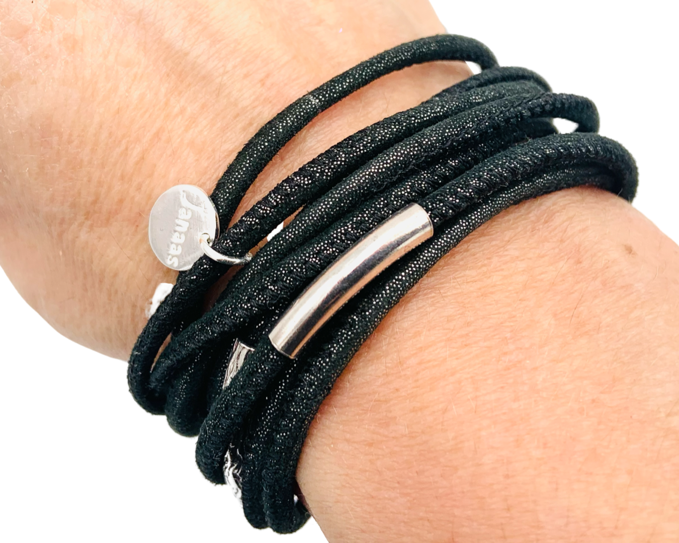 Armband Nappaleder "Tubes" - schwarz metallic