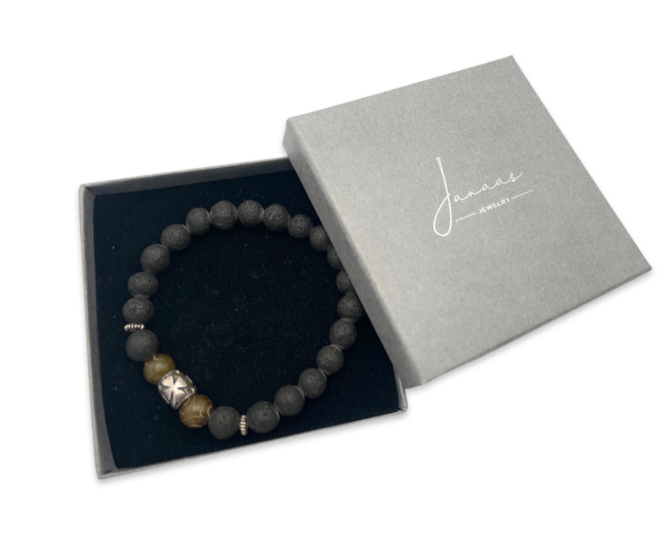 Herrenarmband "Dark Lava&Jade"