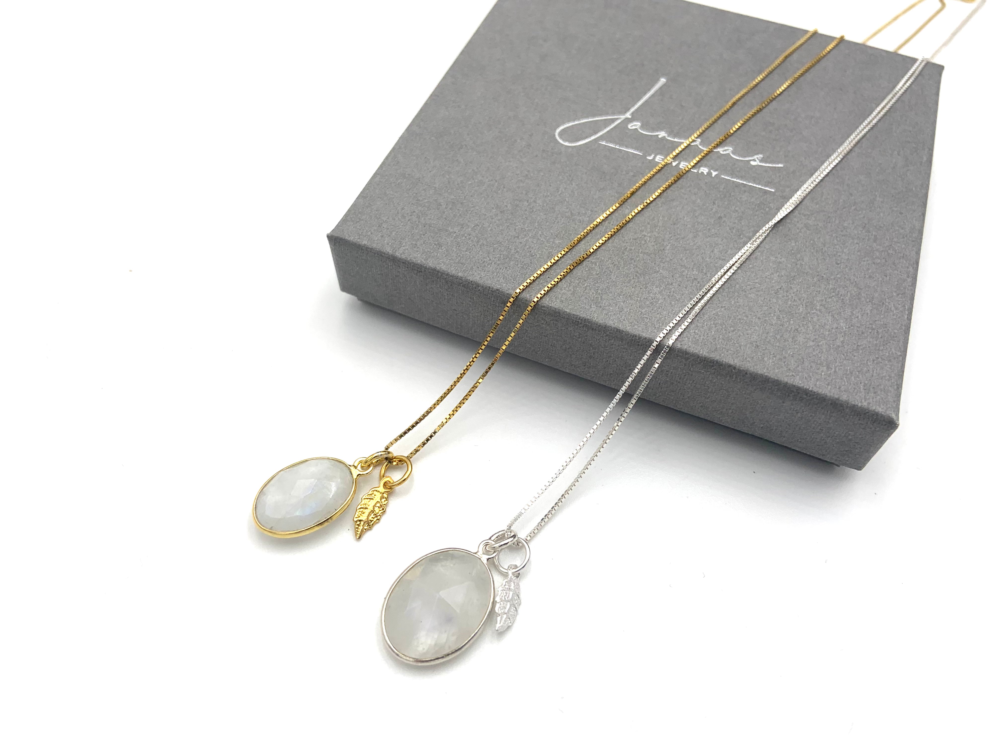 Kette „Mondstein Leaf“ - 925 Sterlingsilber