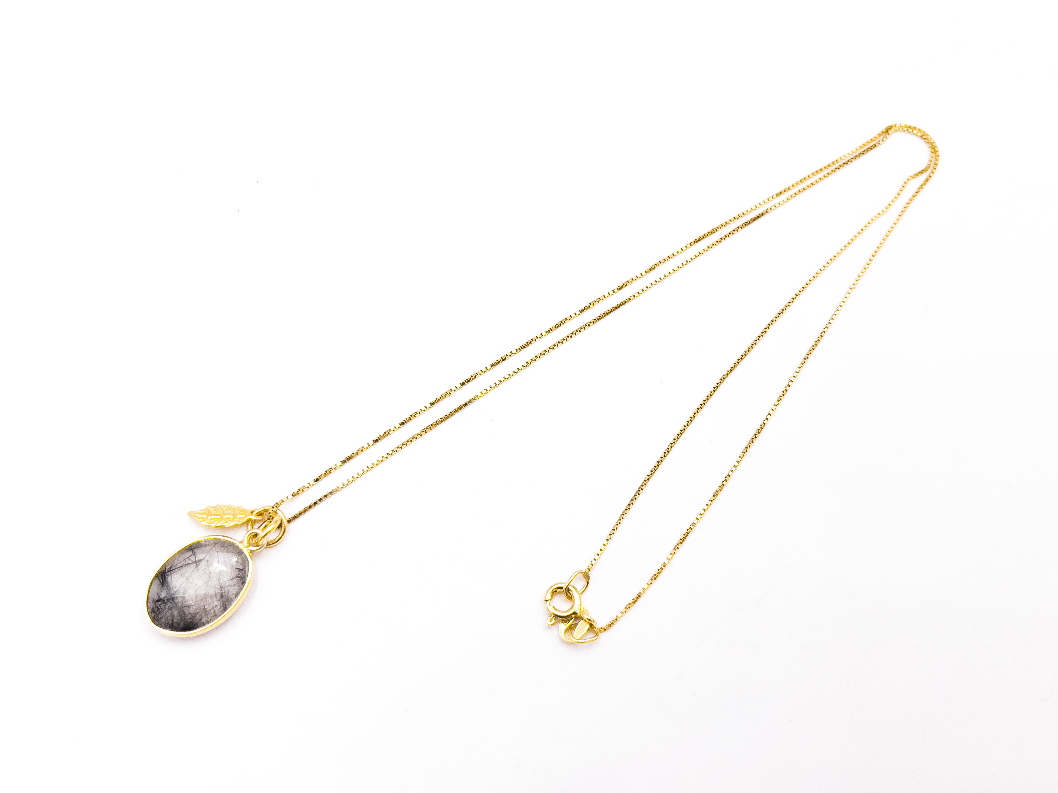Kette „Turmalinquarz Leaf“ Gold - 925 Sterlingsilber