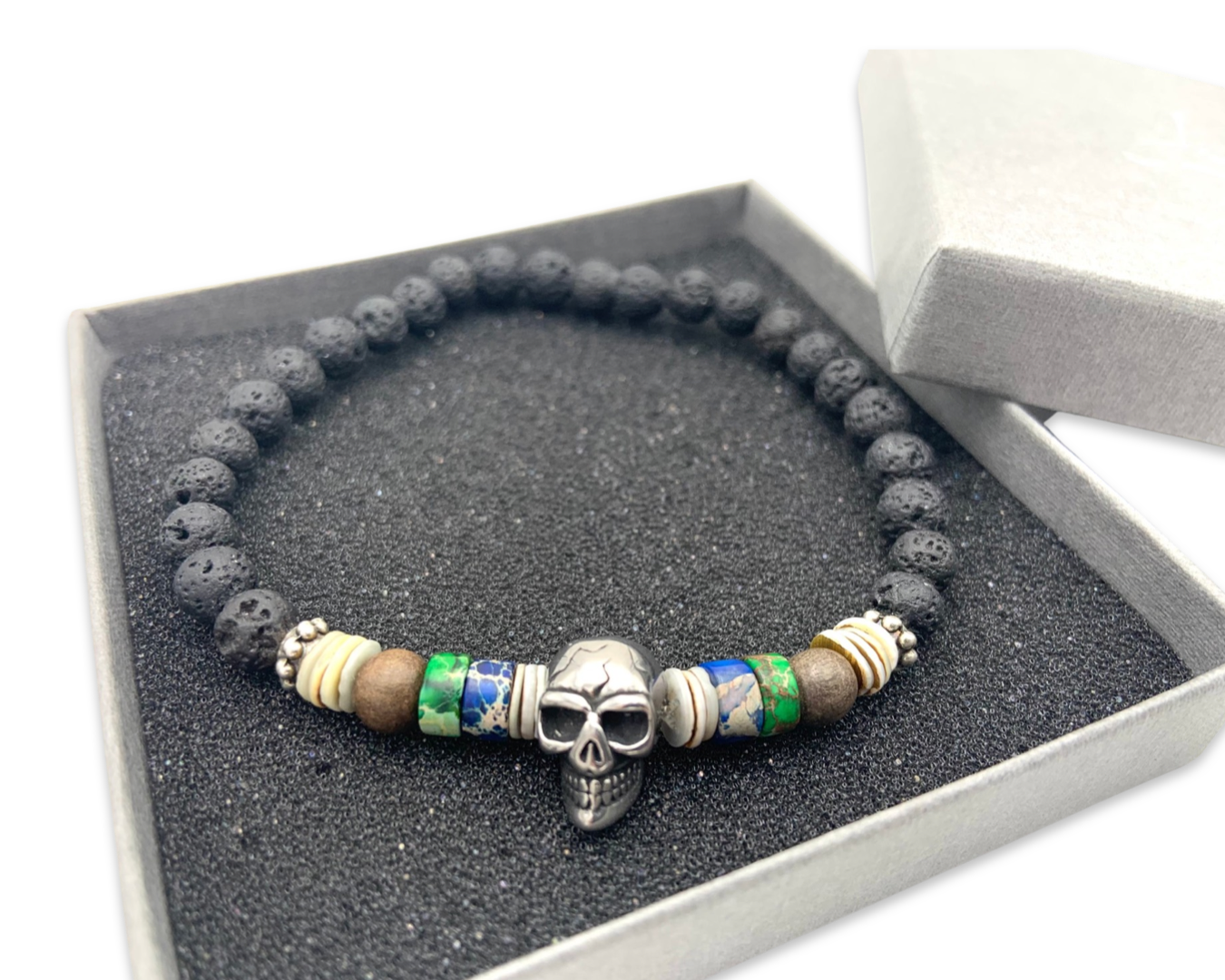 Herrenarmband "Lava Mix&Skull"