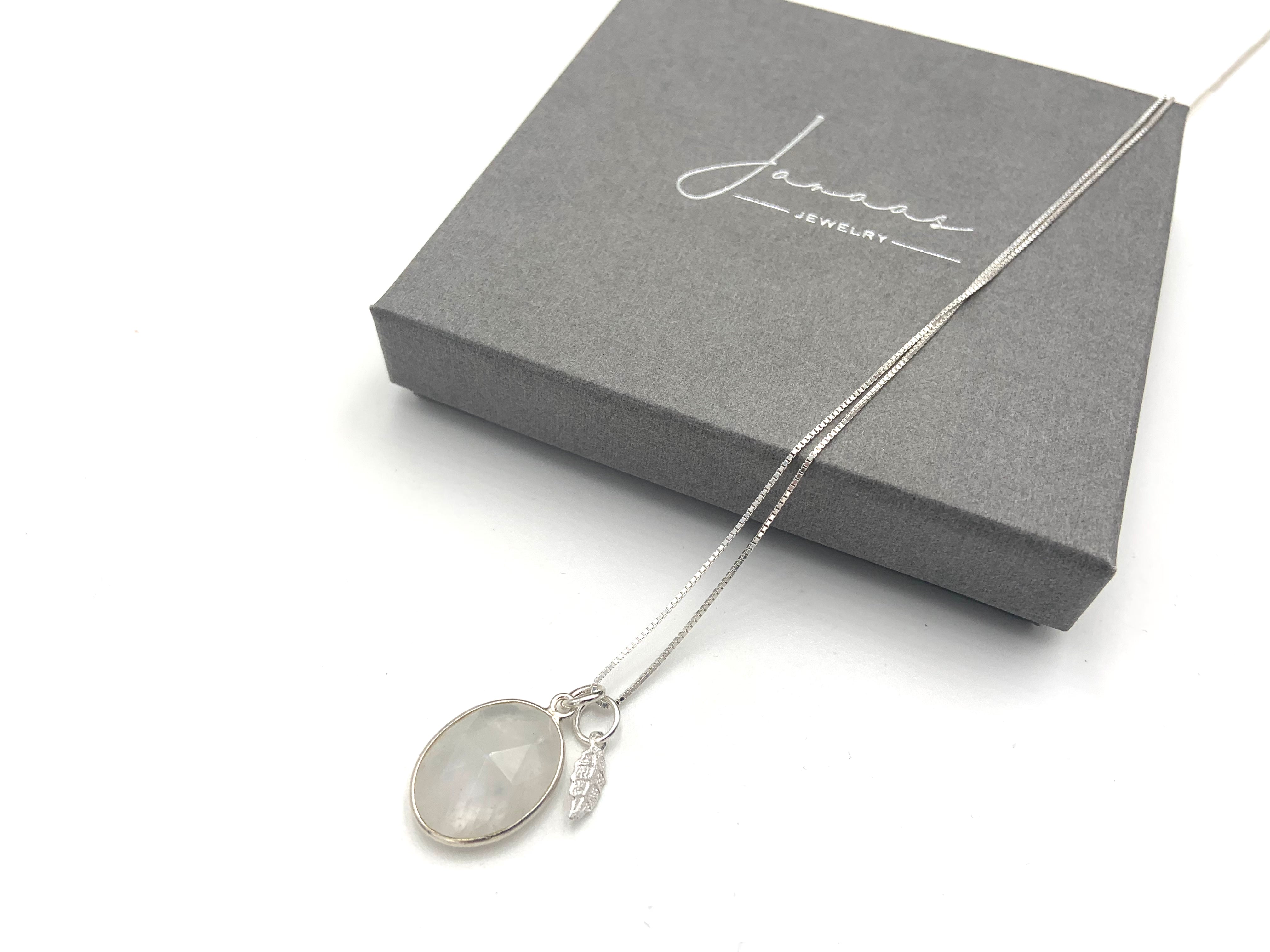 Kette „Mondstein Leaf“ - 925 Sterlingsilber