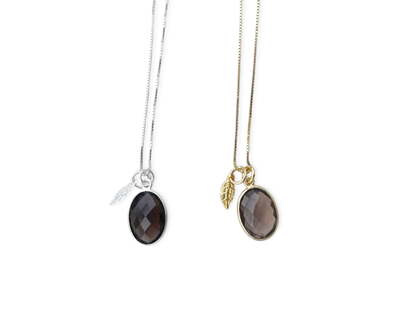 Kette „Rauchquarz Leaf“ 925 Sterlingsilber