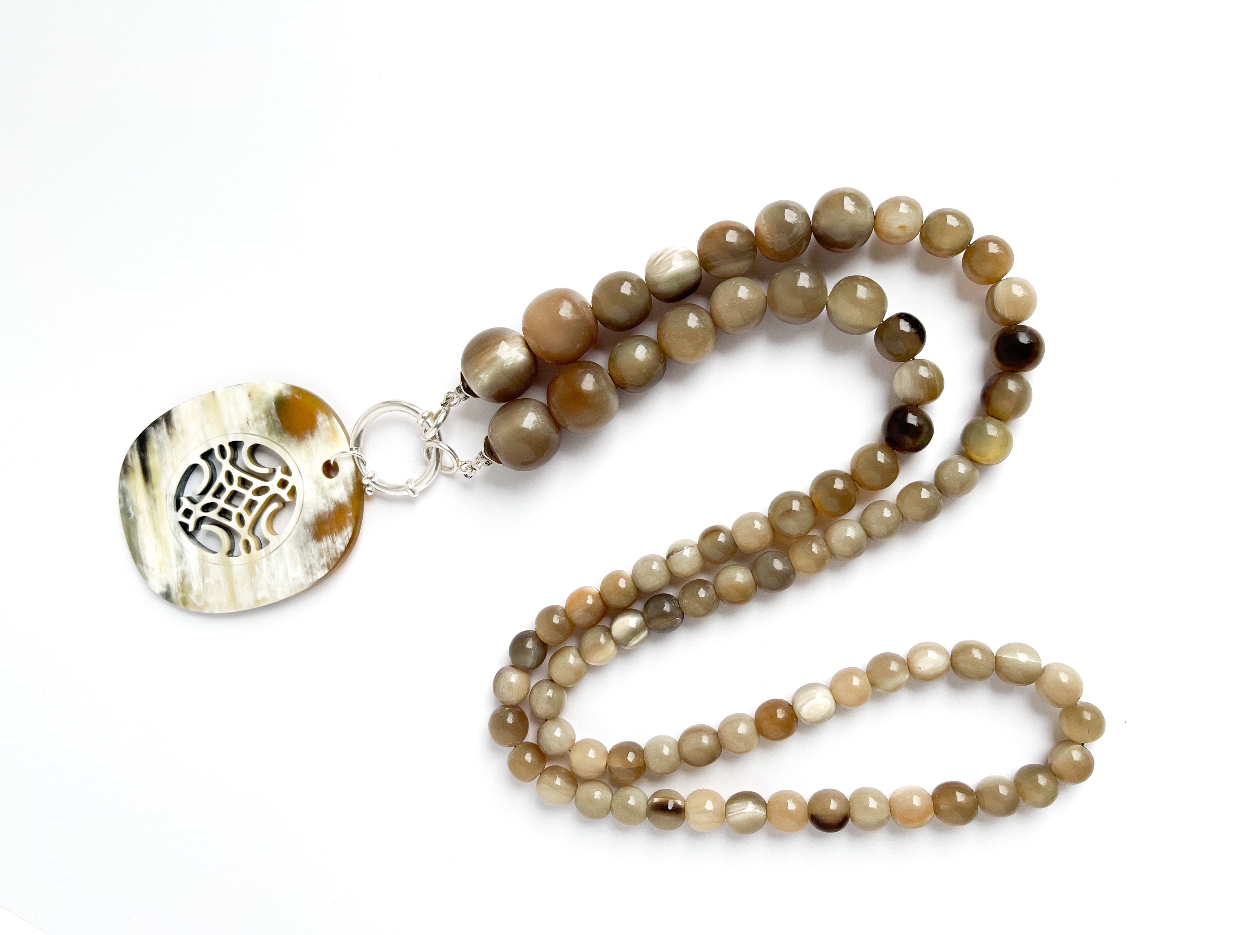 Kette lang PREMIUM - White Horn mit Wechselring