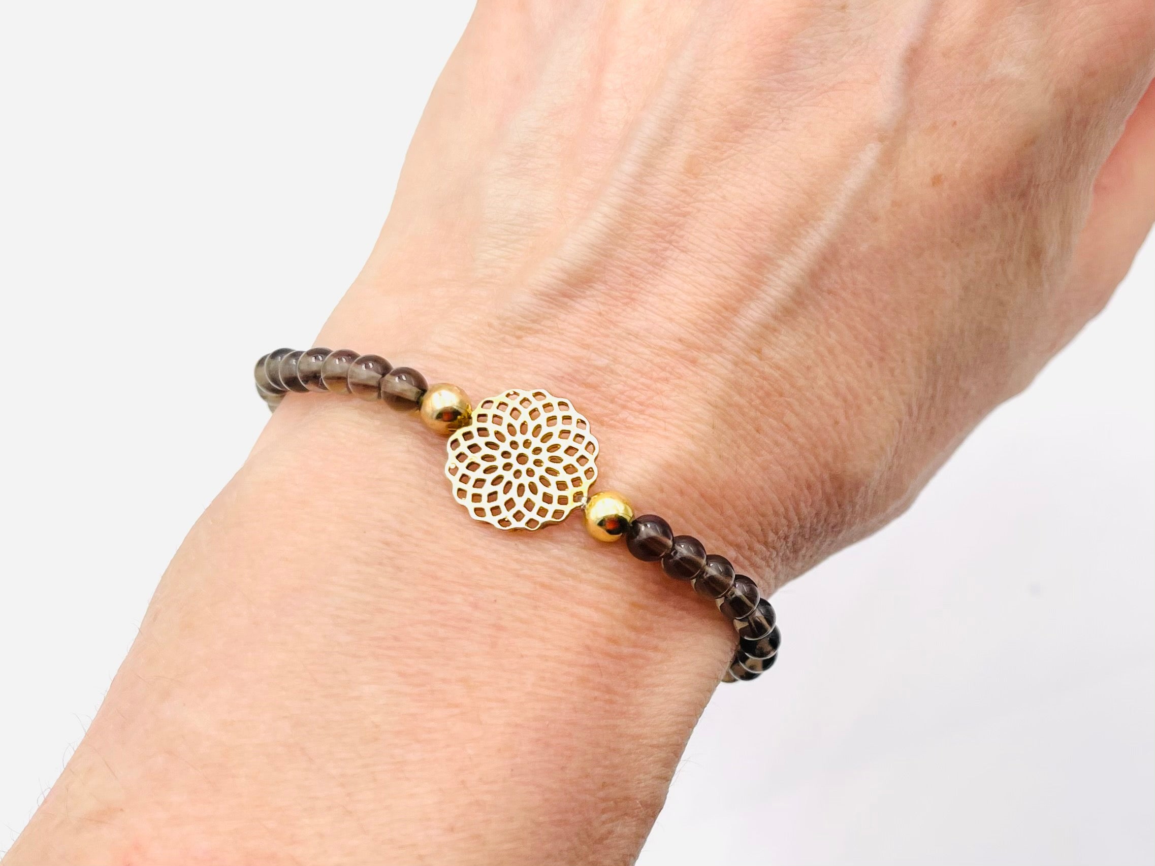 Armband "Rauchquarz Mandala" gold
