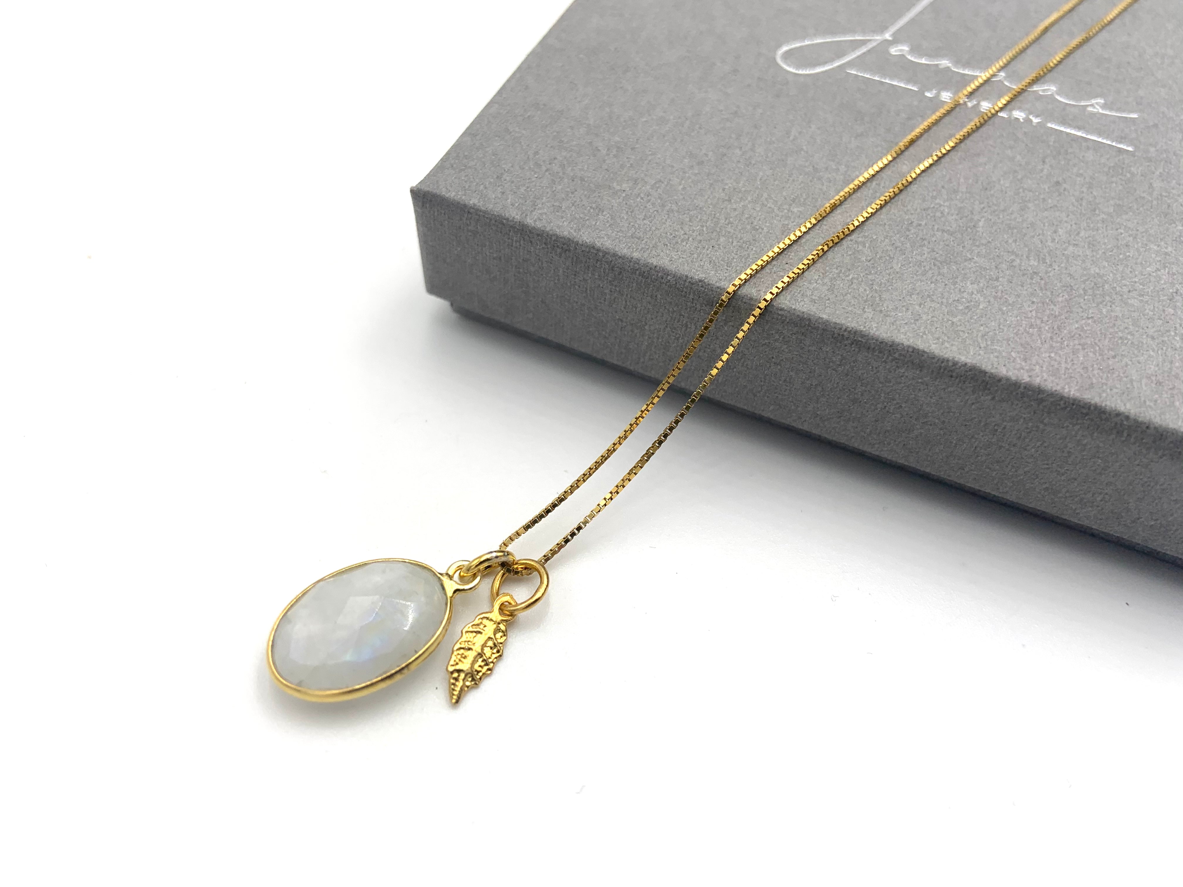 Kette „Mondstein Leaf“ - 925 Sterlingsilber