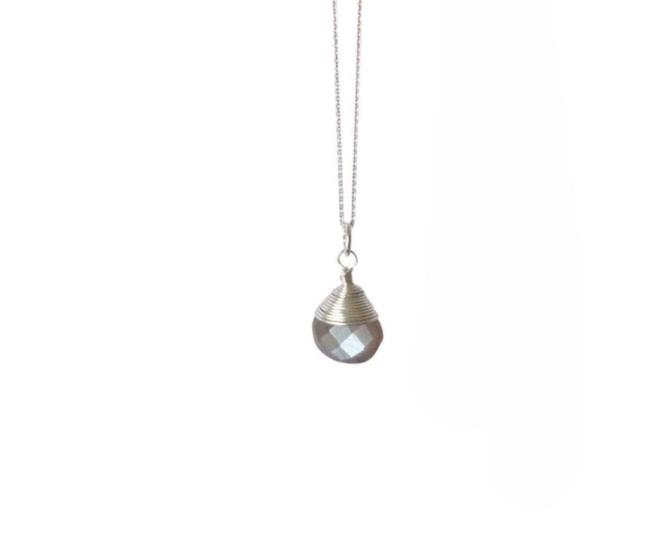 Kette "Drop Mondstein lila" - 925 Sterlingsilber