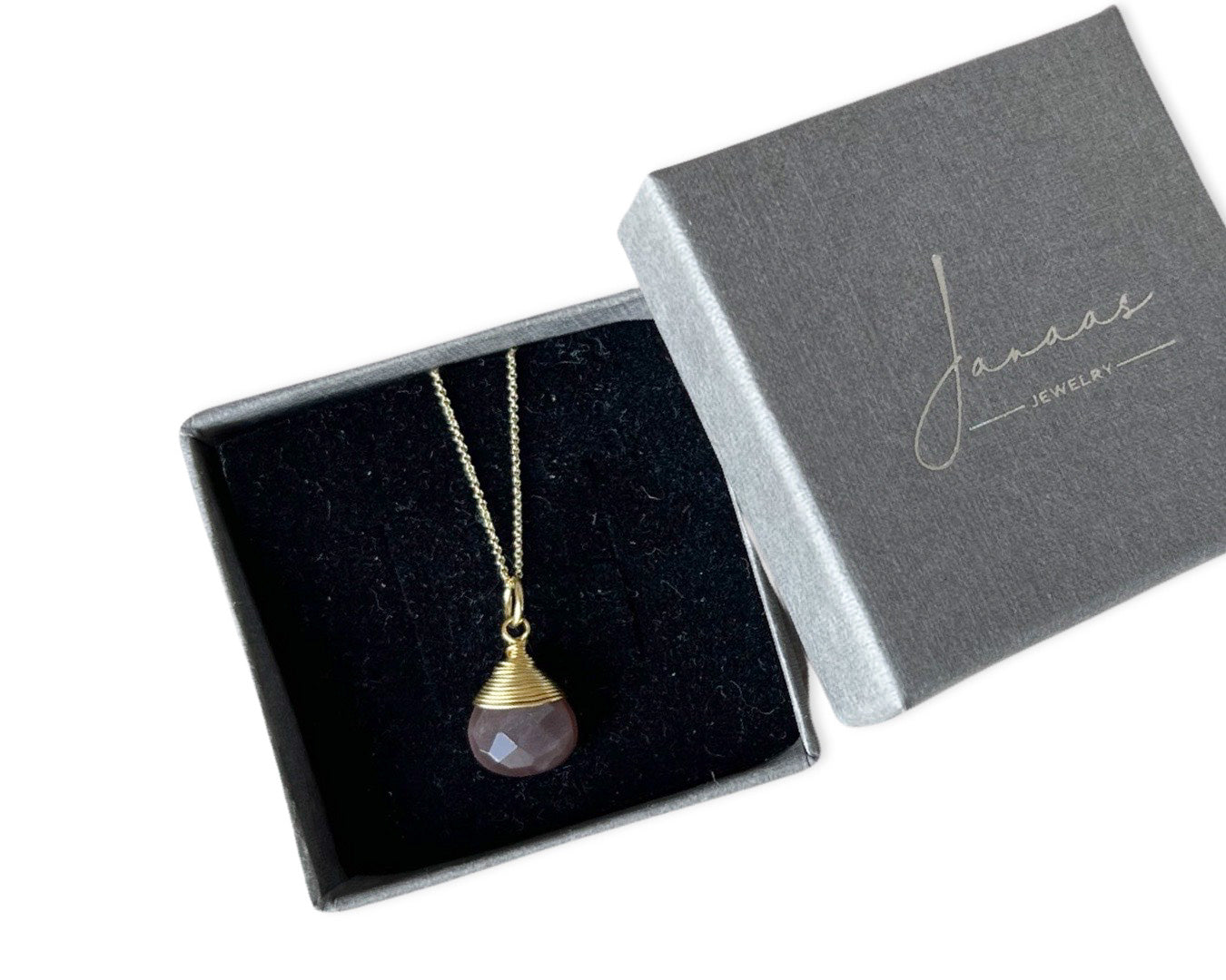 Kette "Drop Mondstein lila" - 925 Sterlingsilber