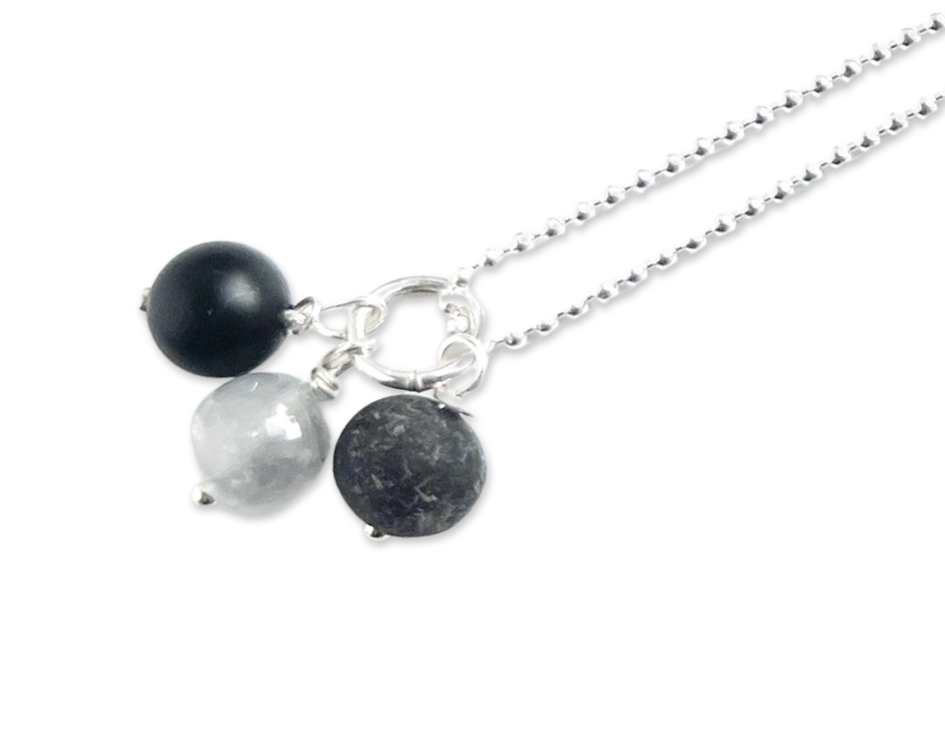 Kette "Balls" grau&schwarz - 925 Sterlingsilber