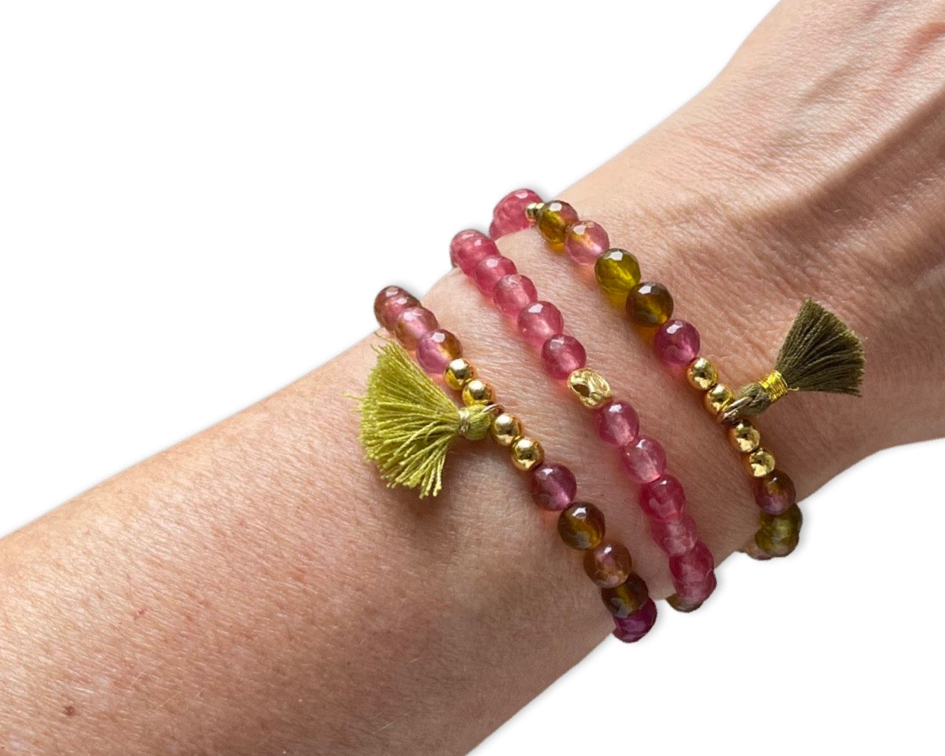 Armband "Wine" grün-rosé