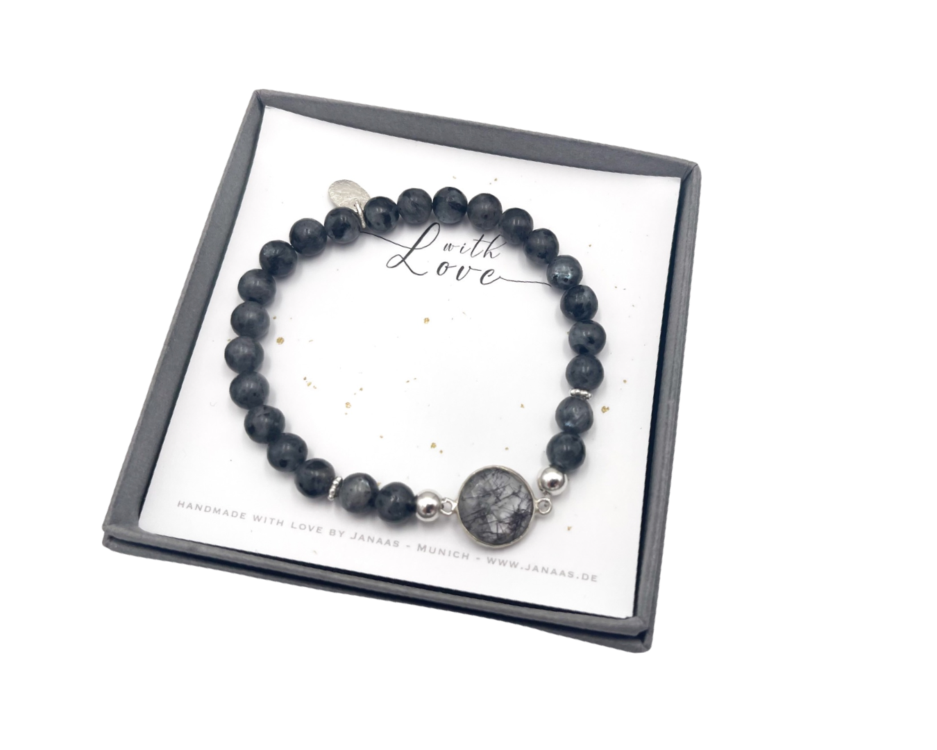 Armband Labradorit mit Turmalinquarzverbinder Silber