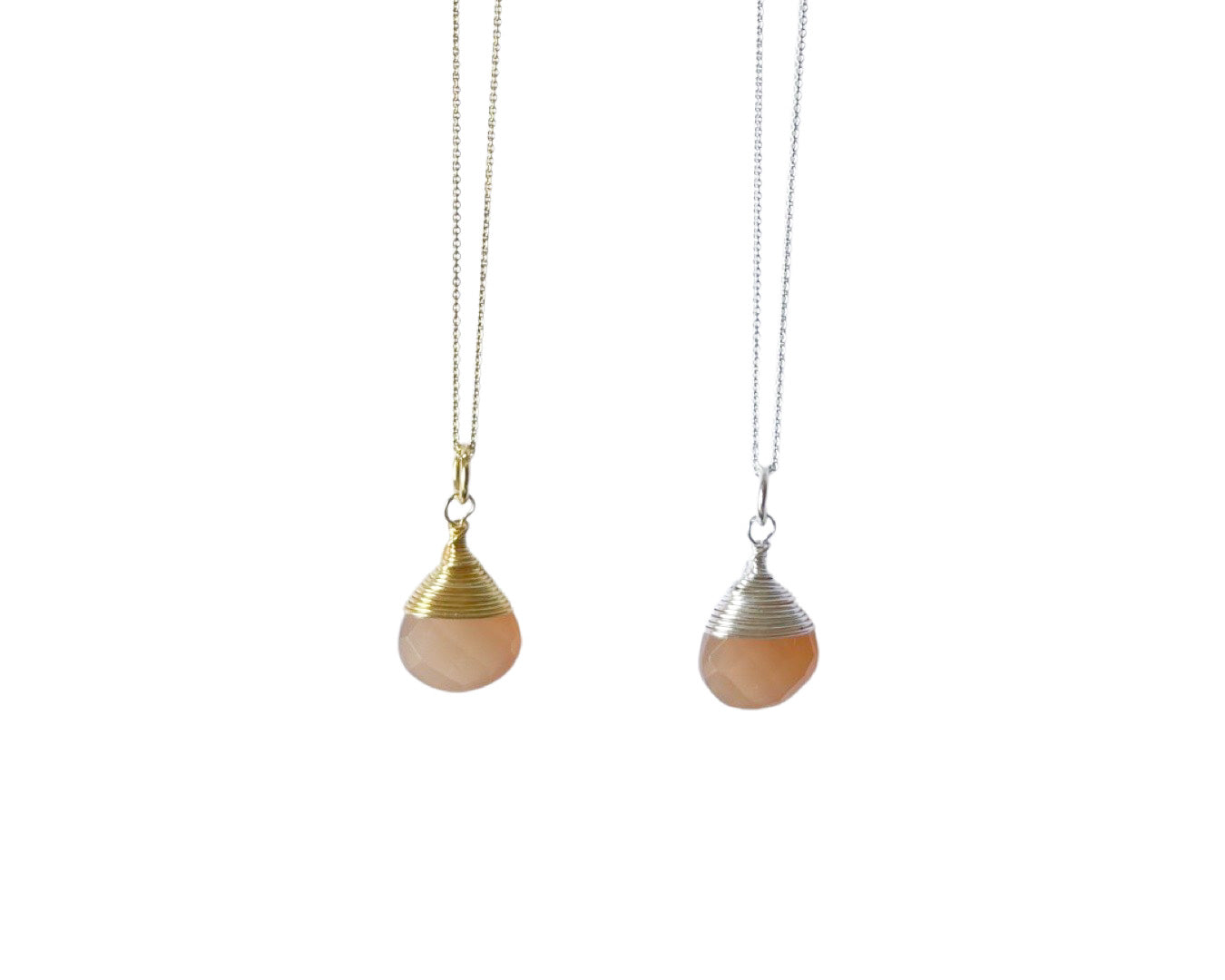 Kette "Drop Mondstein orange" - 925 Sterlingsilber